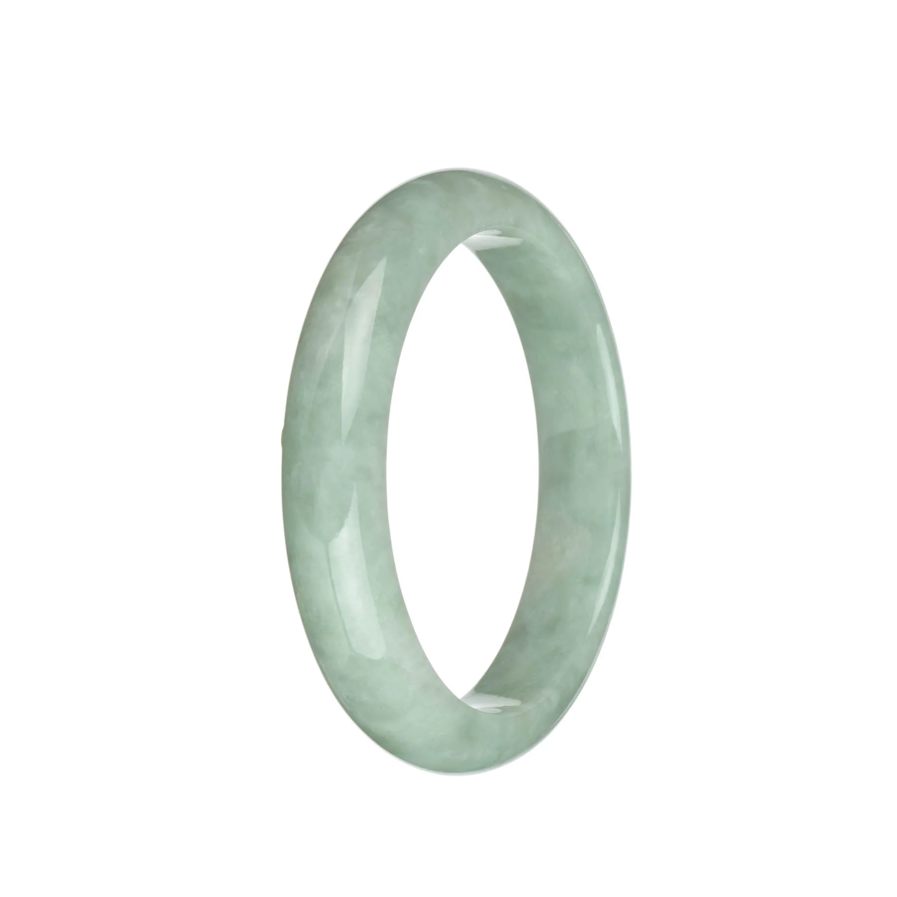 Genuine Grade A Light Green Jadeite Bangle Bracelet - 61mm Half Moon - Image 2