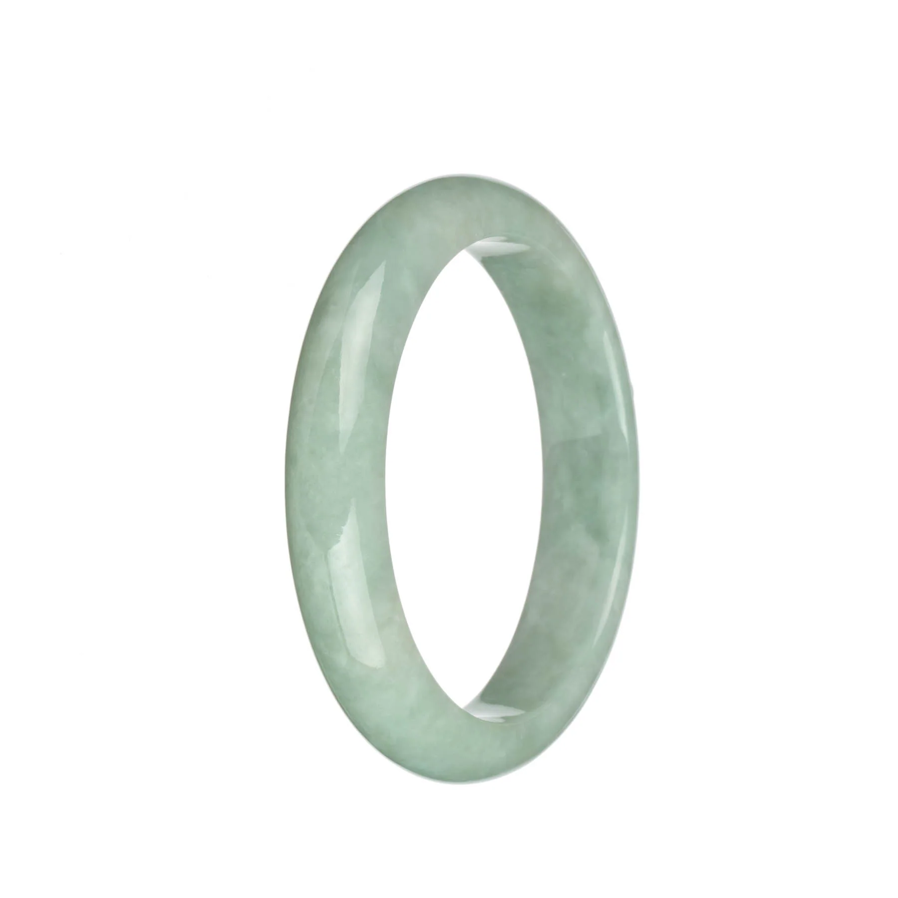 Genuine Grade A Light Green Jadeite Bangle Bracelet - 61mm Half Moon - Image 3