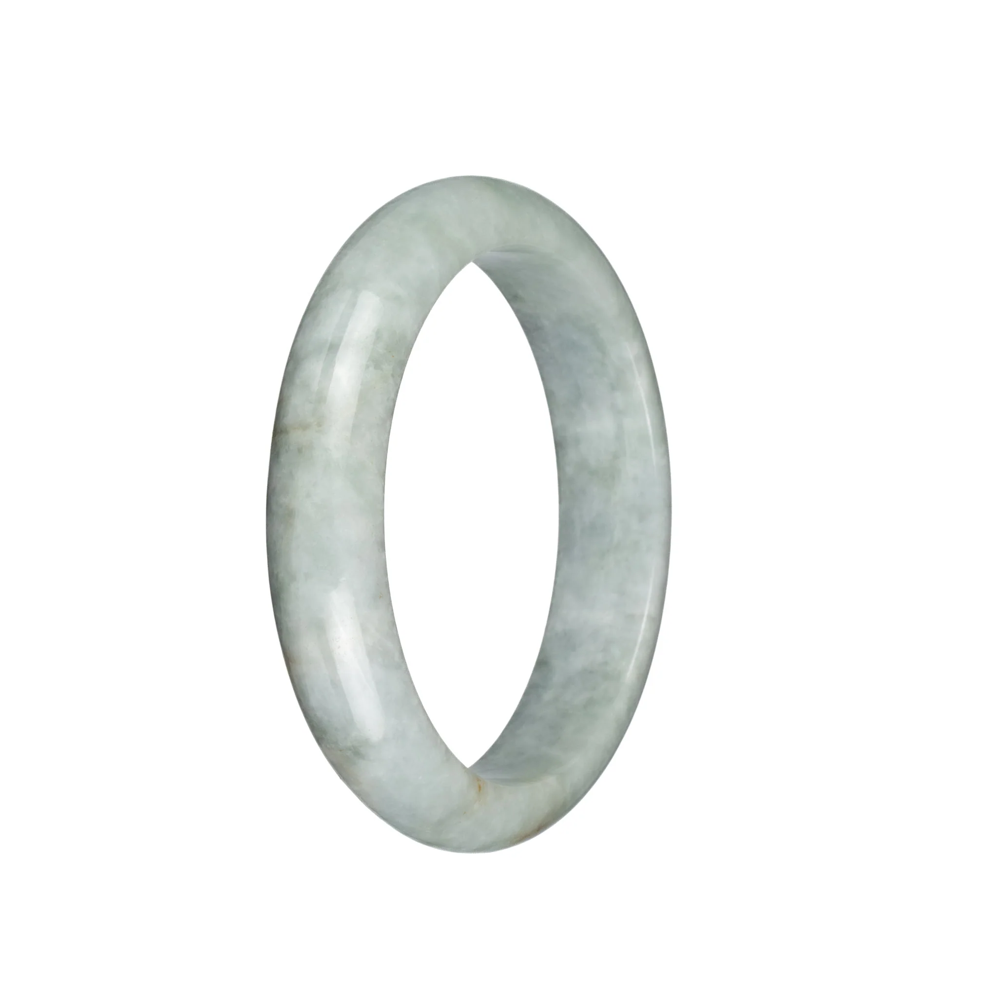 Genuine Grade A Light Greyish Green Burma Jade Bangle Bracelet - 59mm Half Moon - Image 2