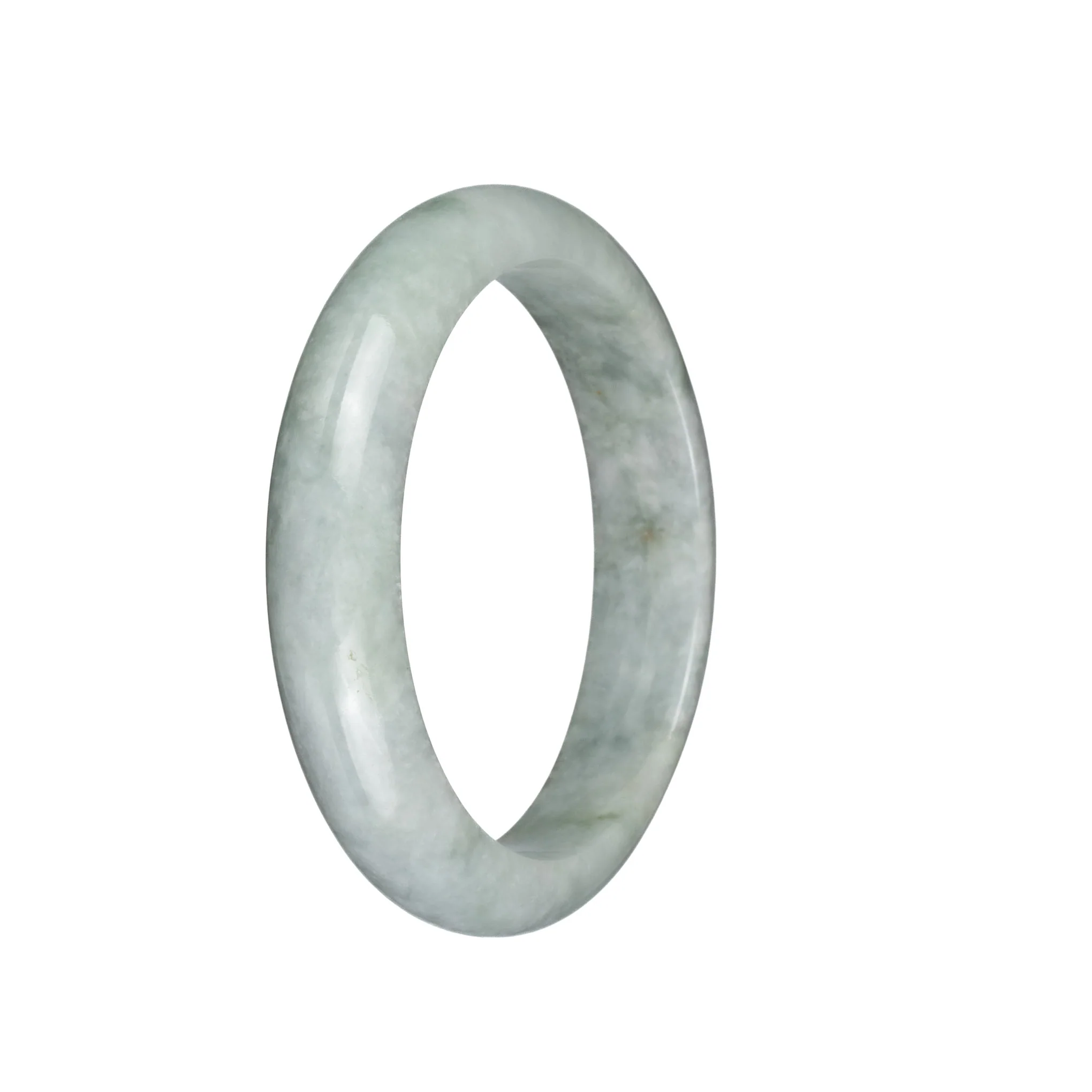 Genuine Grade A Light Greyish Green Burma Jade Bangle Bracelet - 59mm Half Moon - Image 3