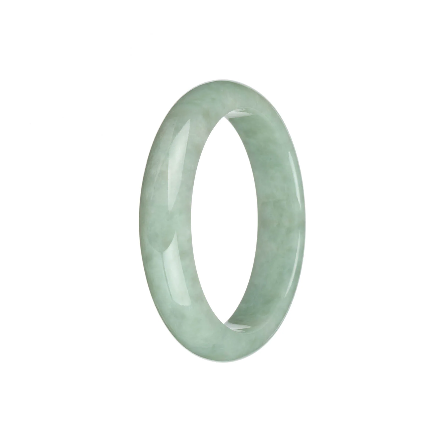 Genuine Grade A Pale Green Burma Jade Bracelet - 58mm Half Moon - Image 2