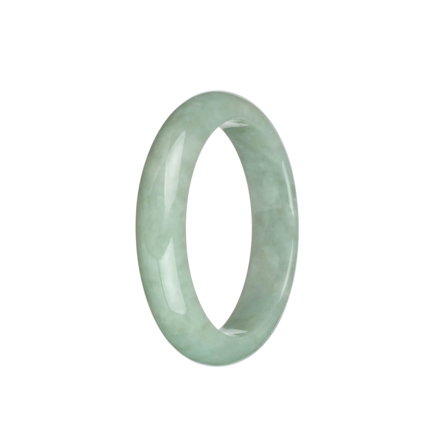 Genuine Grade A Pale Green Burma Jade Bracelet - 58mm Half Moon - Image 3