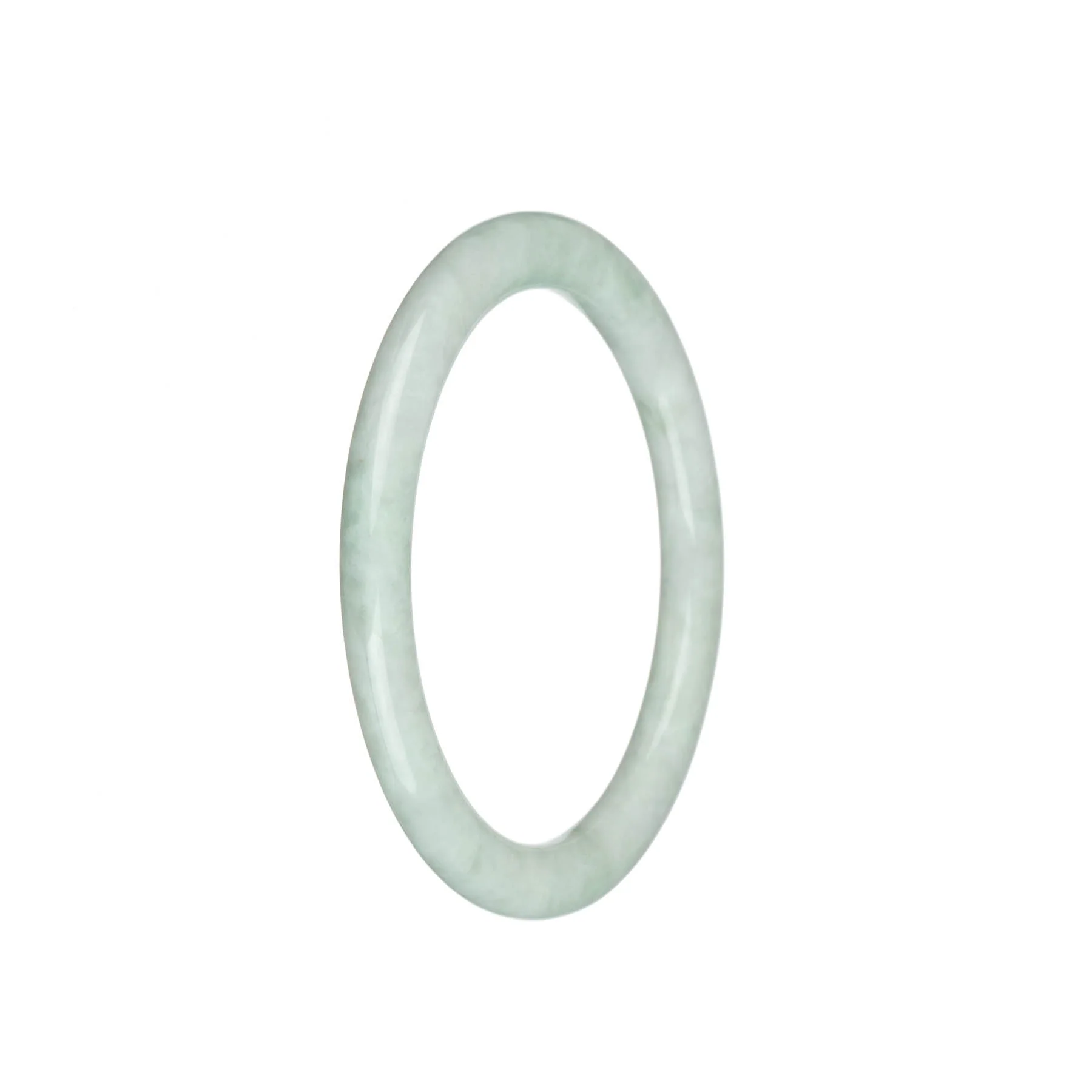 Genuine Grade A Pale Green Jade Bangle - 58mm Petite Round - Image 2