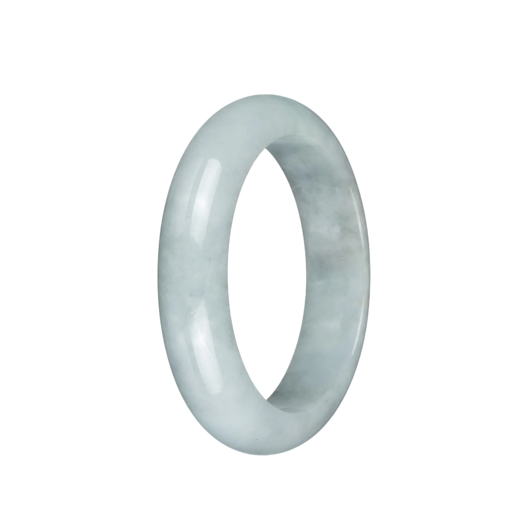 Genuine Grade A Pale Green Jadeite Jade Bracelet - 57mm Half Moon - Image 3