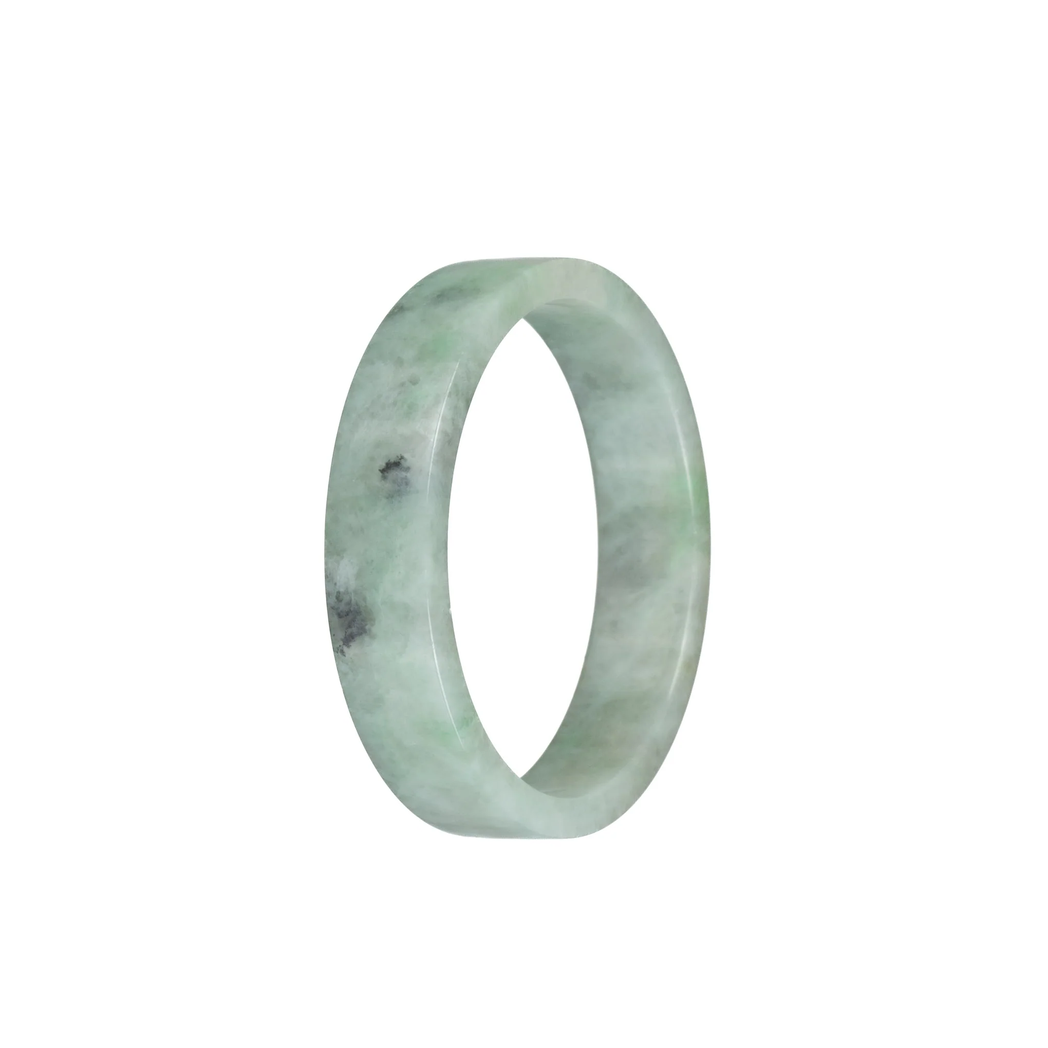 Genuine Grade A Pale Green with Green Pattern Jadeite Bangle - 52mm Flat - Image 3