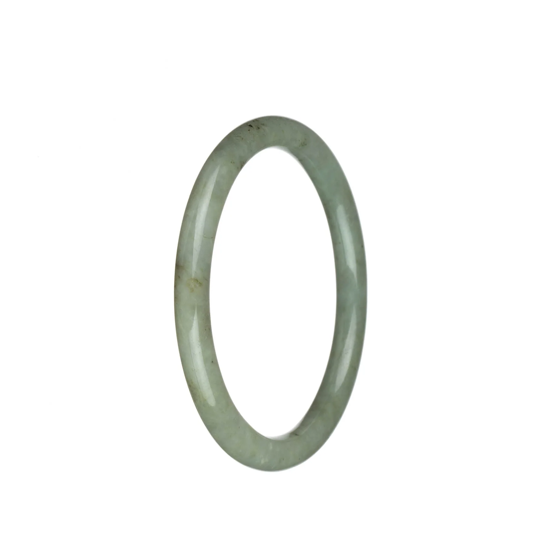 Genuine Grade A Pale Olive Green Traditional Jade Bangle - 59mm Petite Round