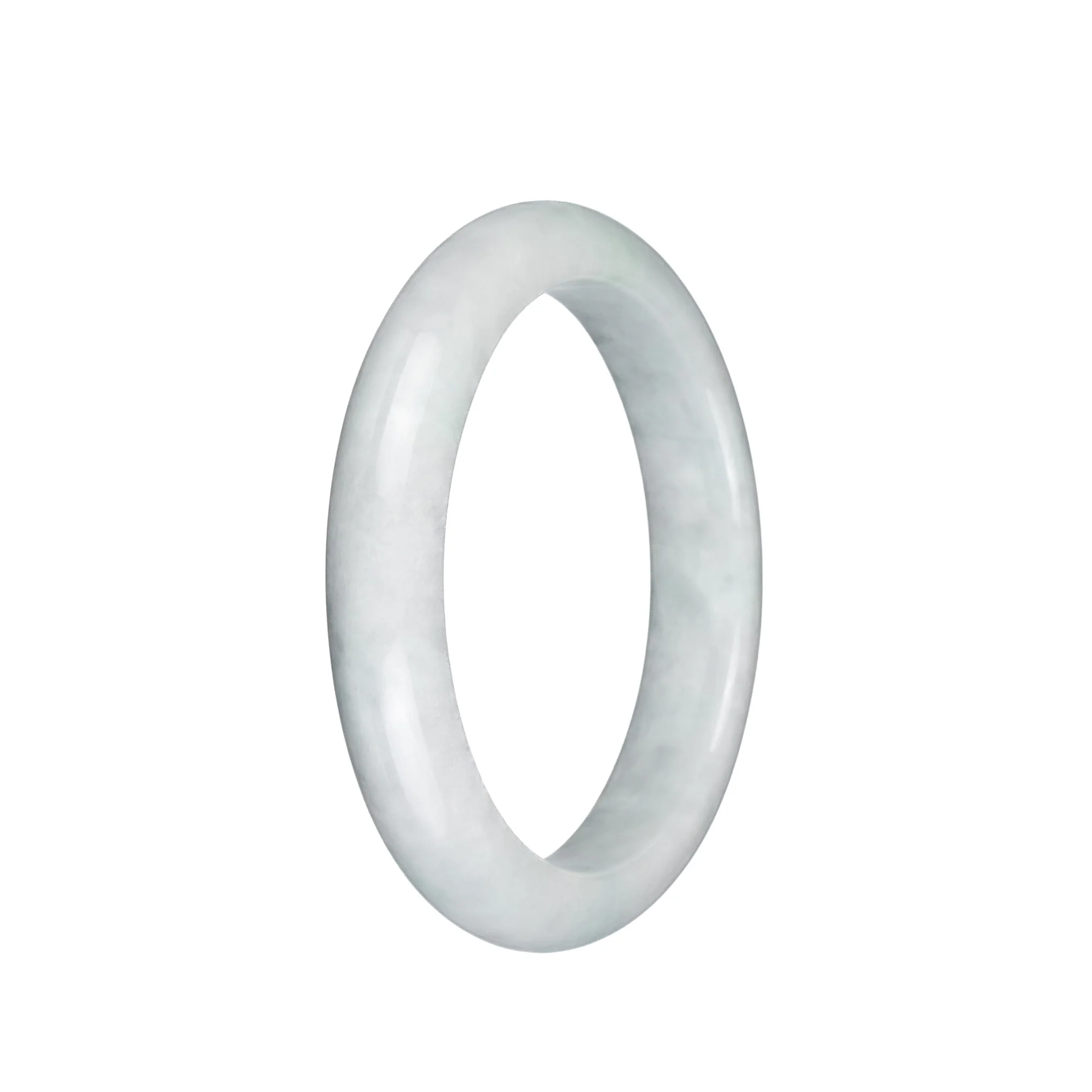 Genuine Grade A White Jade Bangle - 58mm Semi Round - Image 2