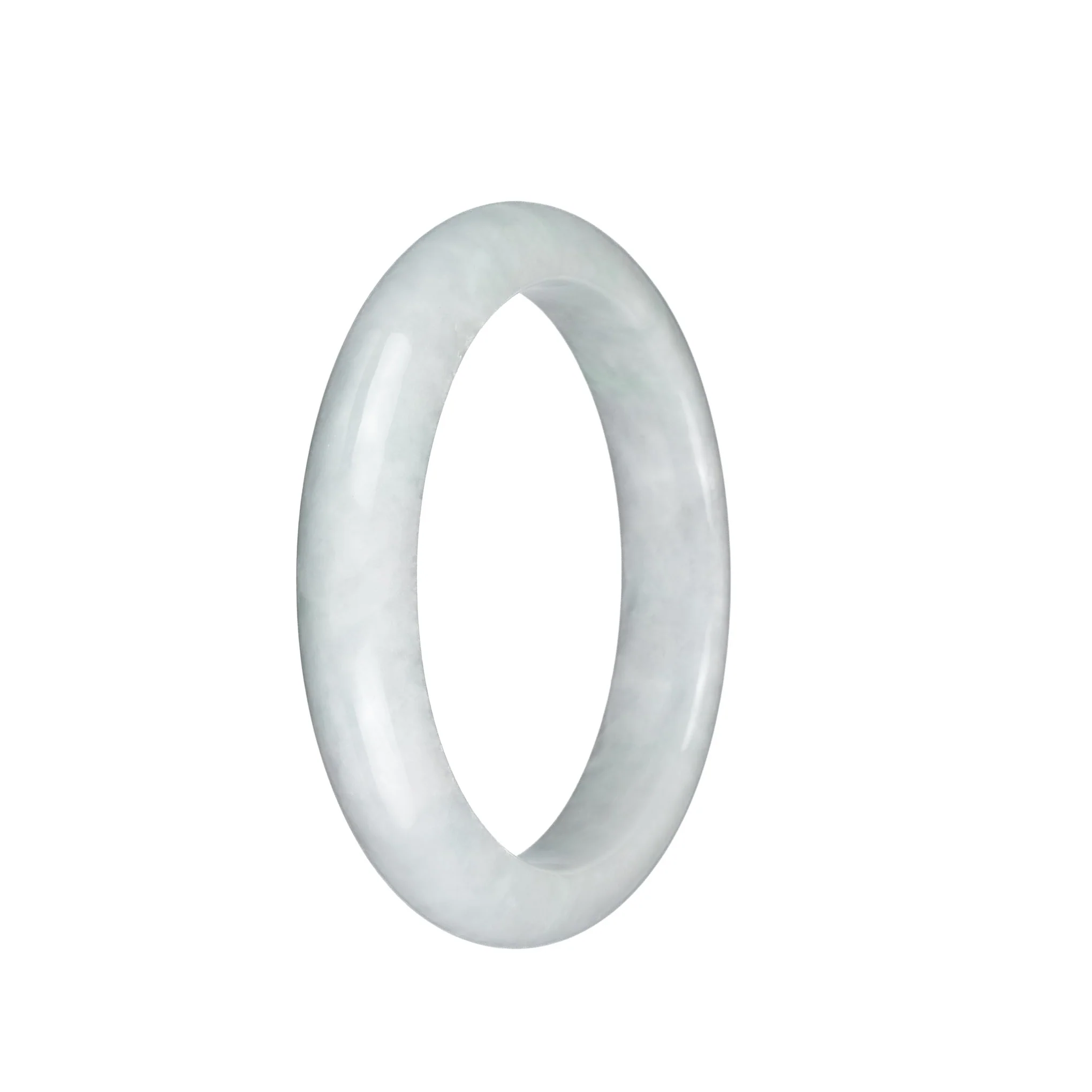 Genuine Grade A White Jade Bangle - 58mm Semi Round - Image 3