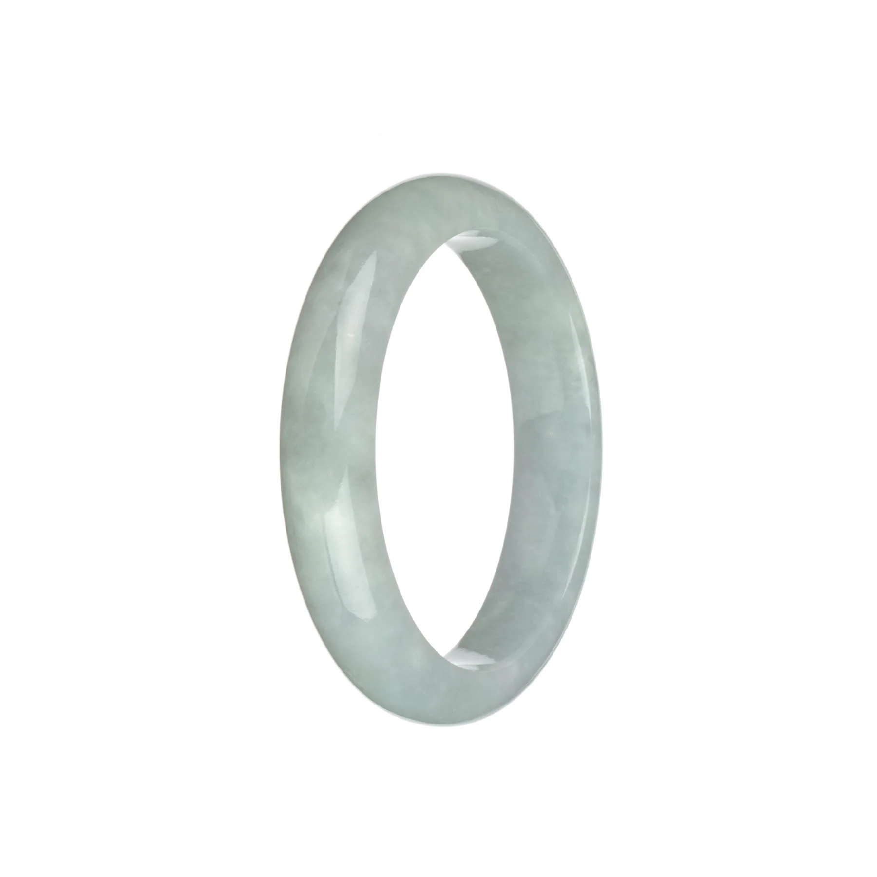 Genuine Grade A White Traditional Jade Bangle - 57mm Half Moon - Image 3