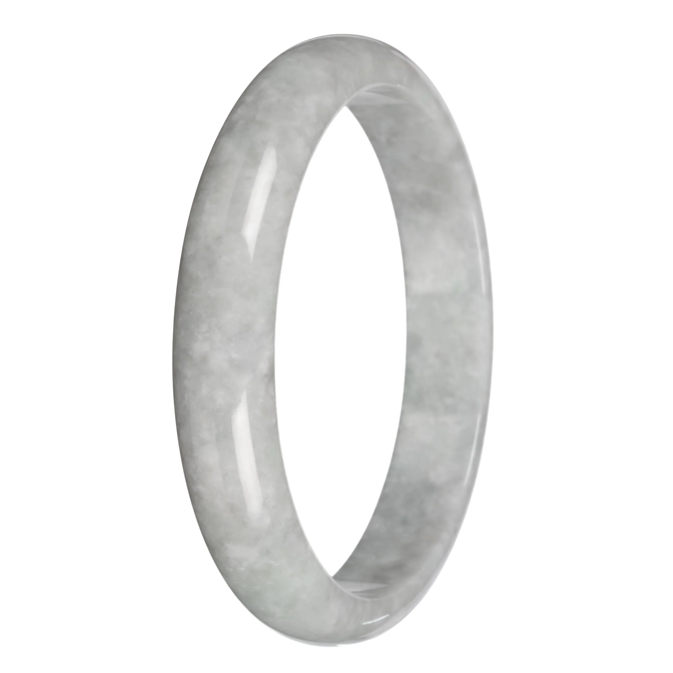Genuine Grey Burma Jade Bangle - 83mm Half Moon - Image 2