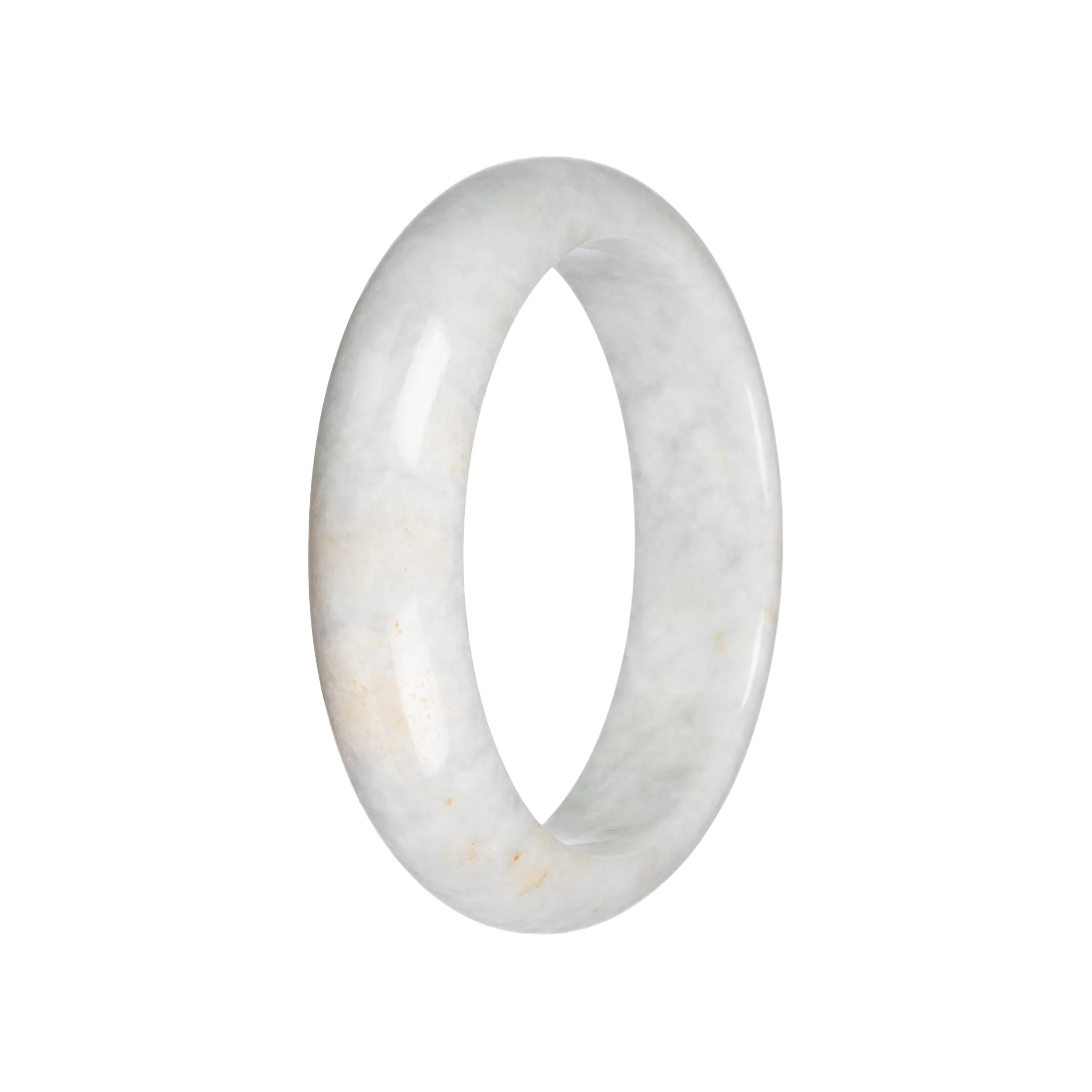Genuine Greyish White Jadeite Bangle - 59mm Half Moon - Image 3