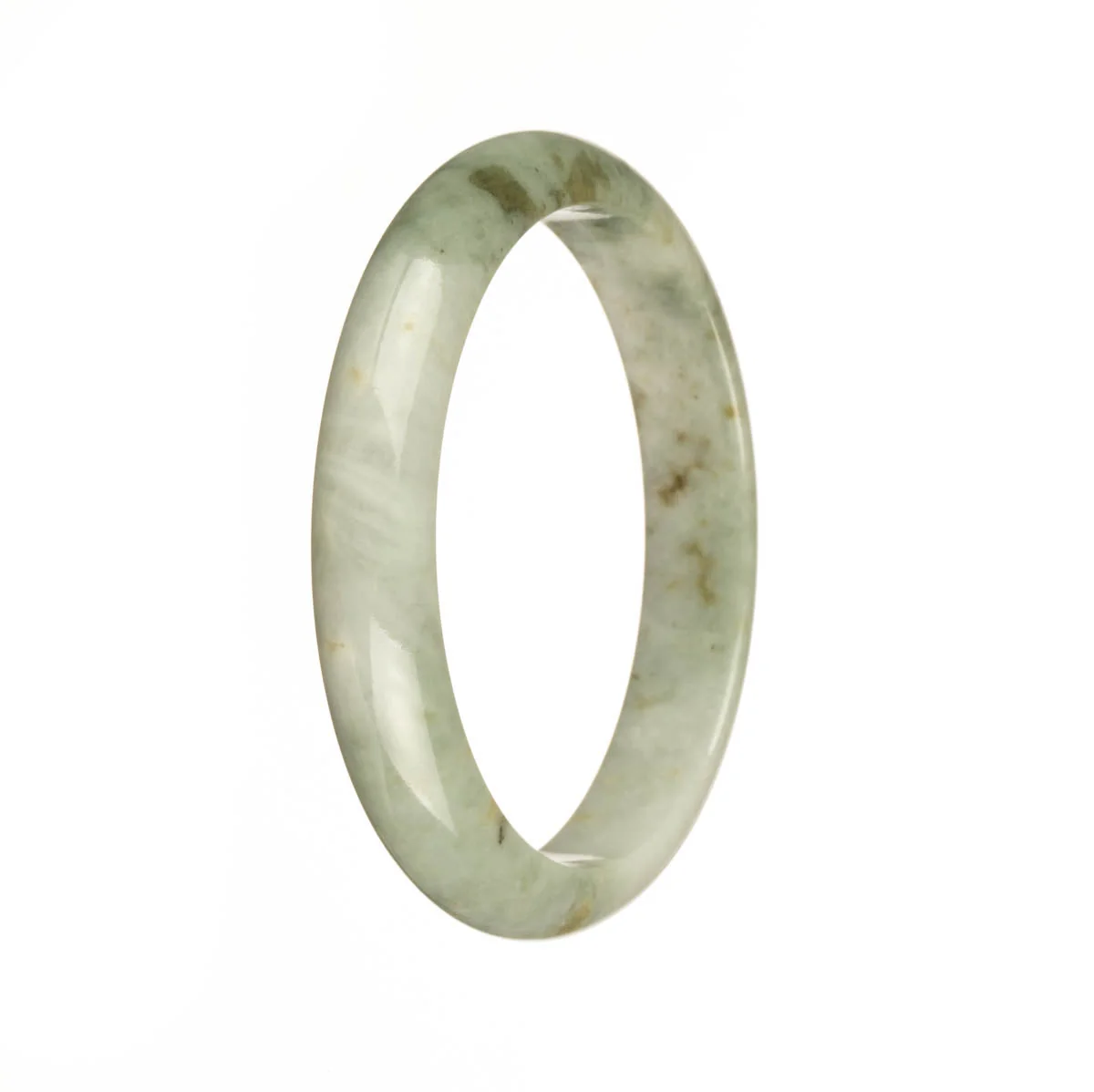 Real Natural White with Green Pattern Jadeite Bangle - 58mm Half Moon - Image 2