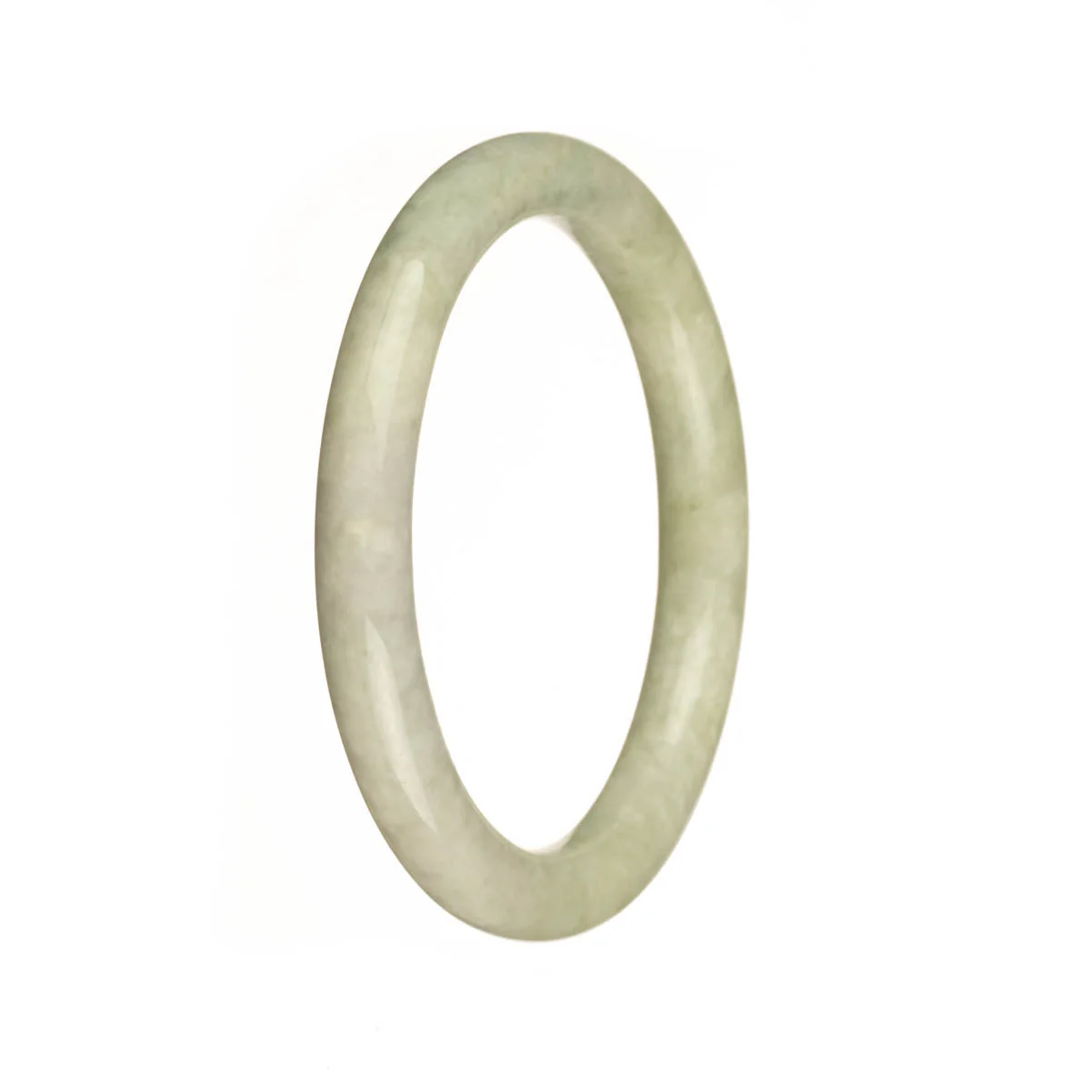 Certified Untreated Pale Green Traditional Jade Bangle Bracelet - 55mm Petite Round - Image 2