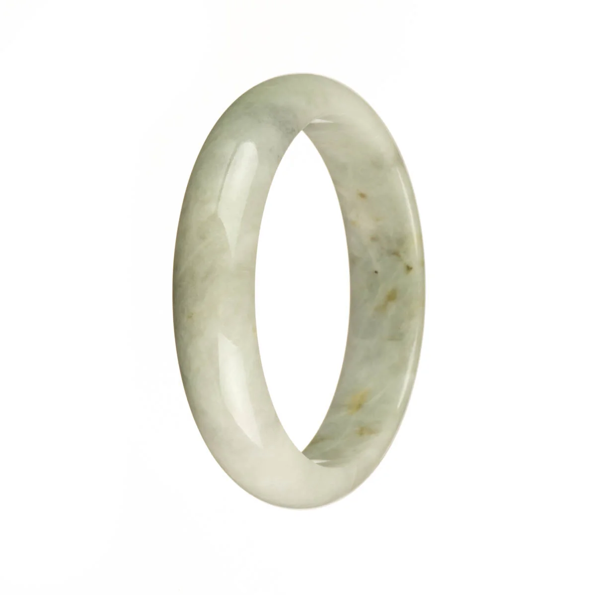 Certified Grade A Grey with Brown Spots Jadeite Bracelet - 56mm Half Moon