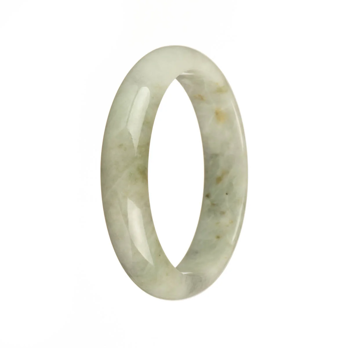 Certified Grade A Grey with Brown Spots Jadeite Bracelet - 56mm Half Moon - Image 2