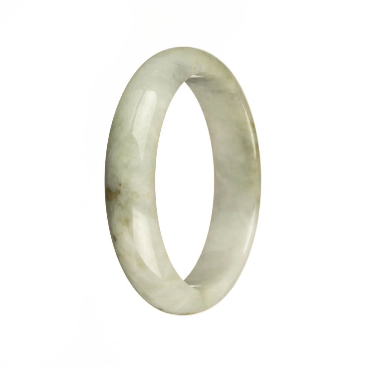 Certified Grade A Grey with Brown Spots Jadeite Bracelet - 56mm Half Moon - Image 3