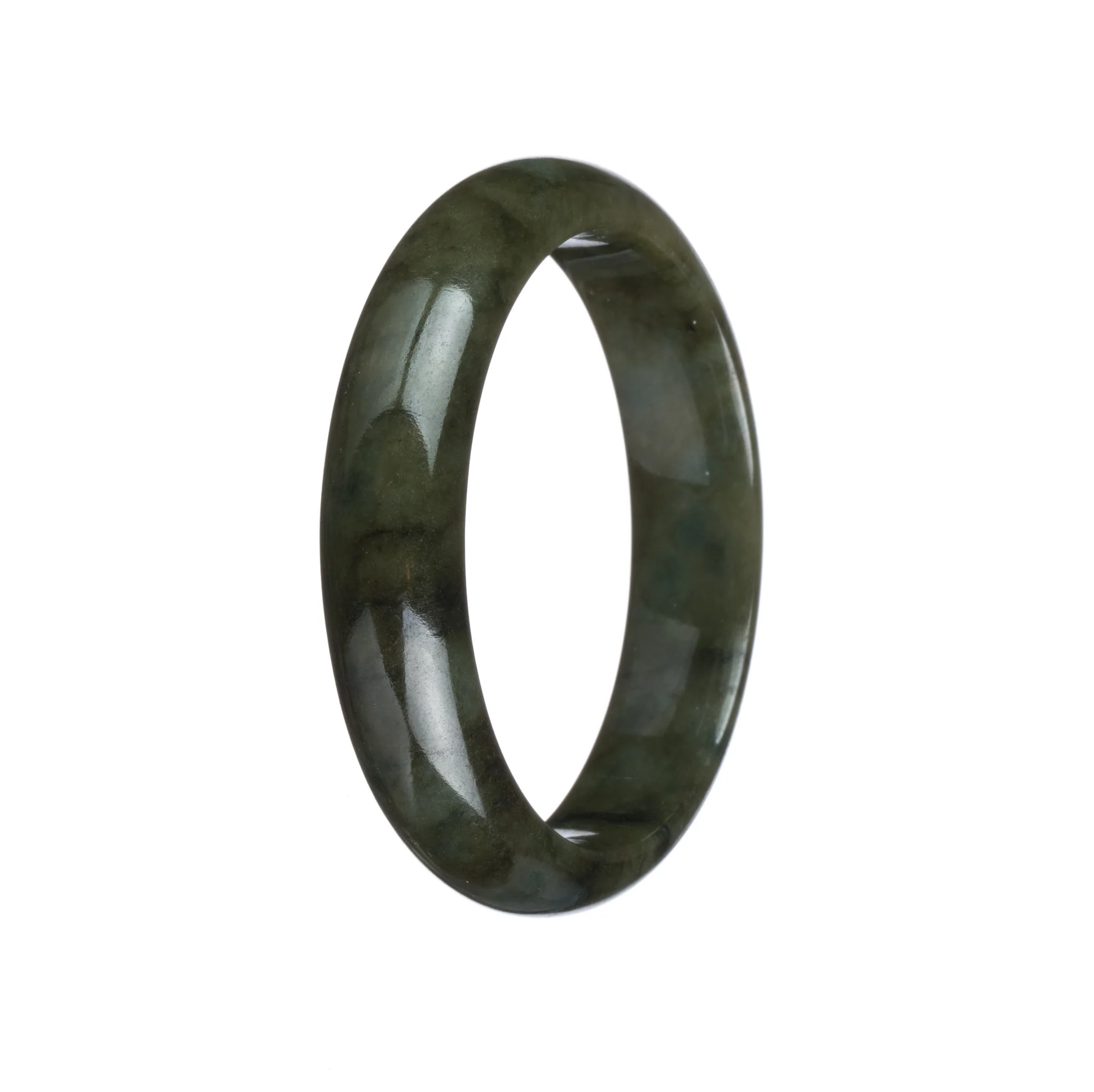 Real Untreated Olive Green Jadeite Bangle Bracelet - 53mm Half Moon - Image 3