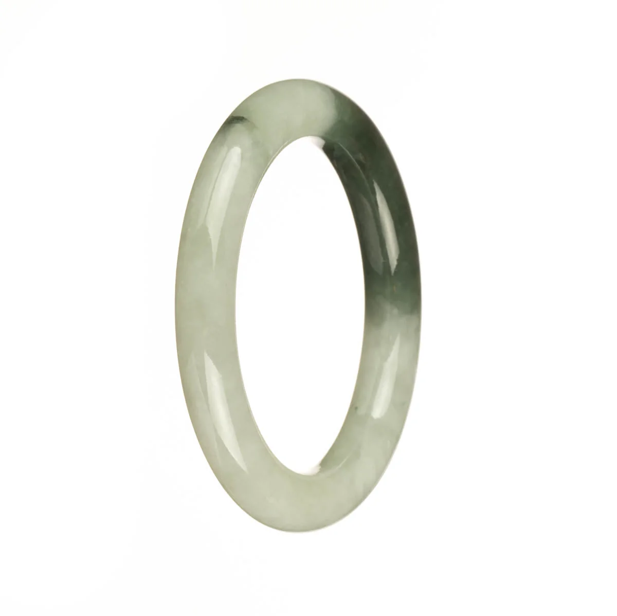 Genuine Natural White and Green Jade Bracelet - 52mm Petite Round - Image 2