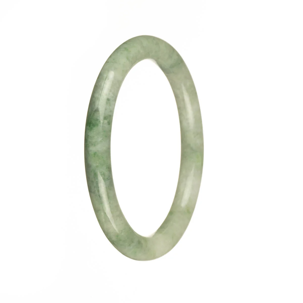 Real Grade A Green with Apple Green Spots Jadeite Bangle - 56mm Petite Round
