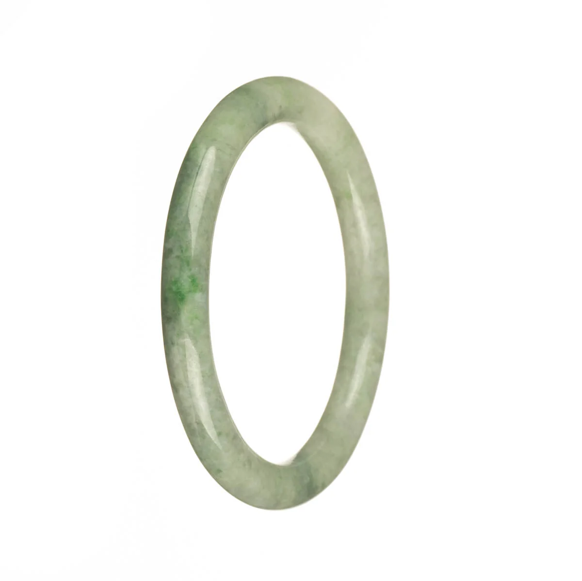 Real Grade A Green with Apple Green Spots Jadeite Bangle - 56mm Petite Round - Image 3
