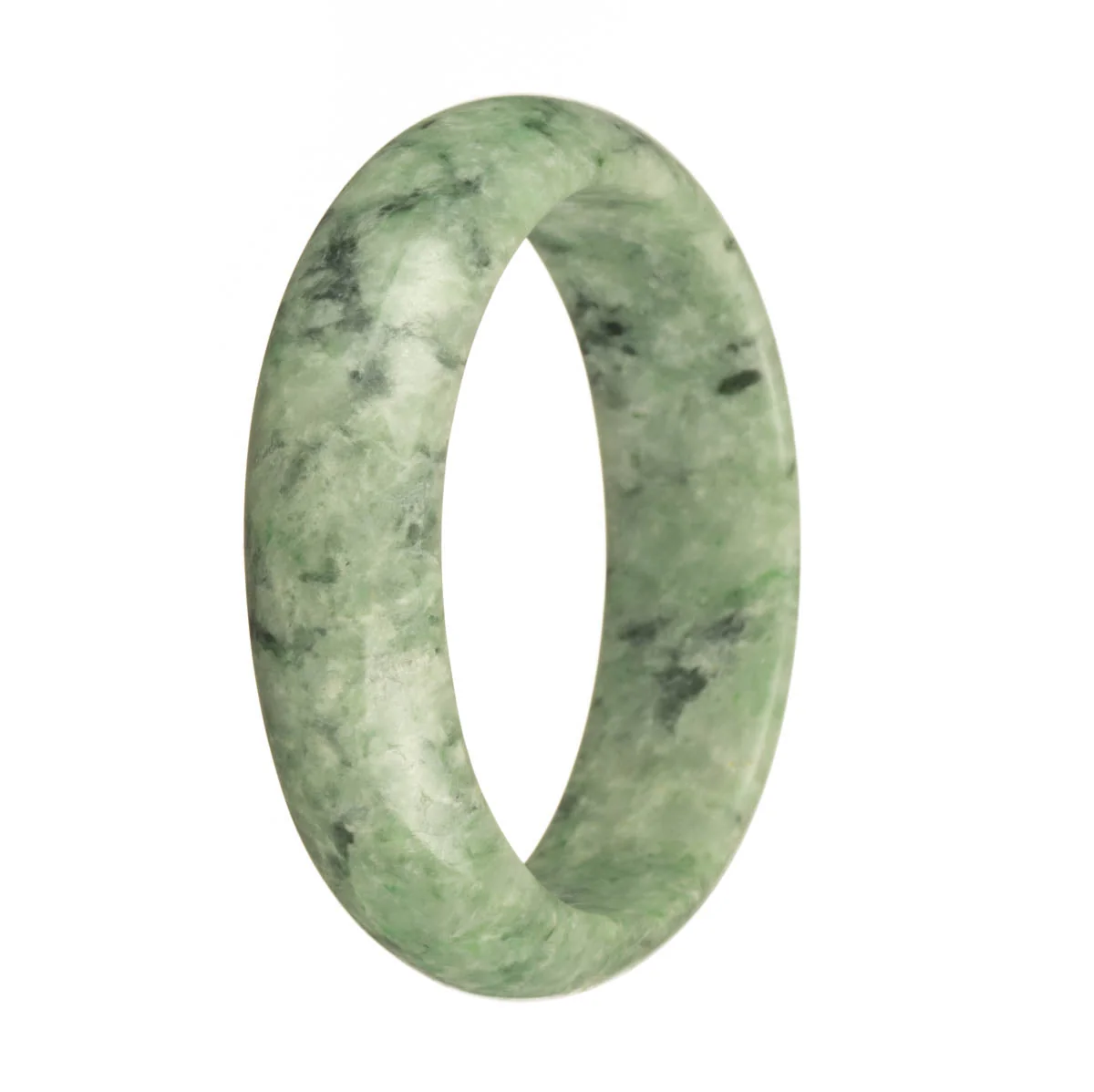 Real Type A Green with Dark Green Pattern and Apple Green Spots Jade Bracelet - 63mm Half Moon - Image 3
