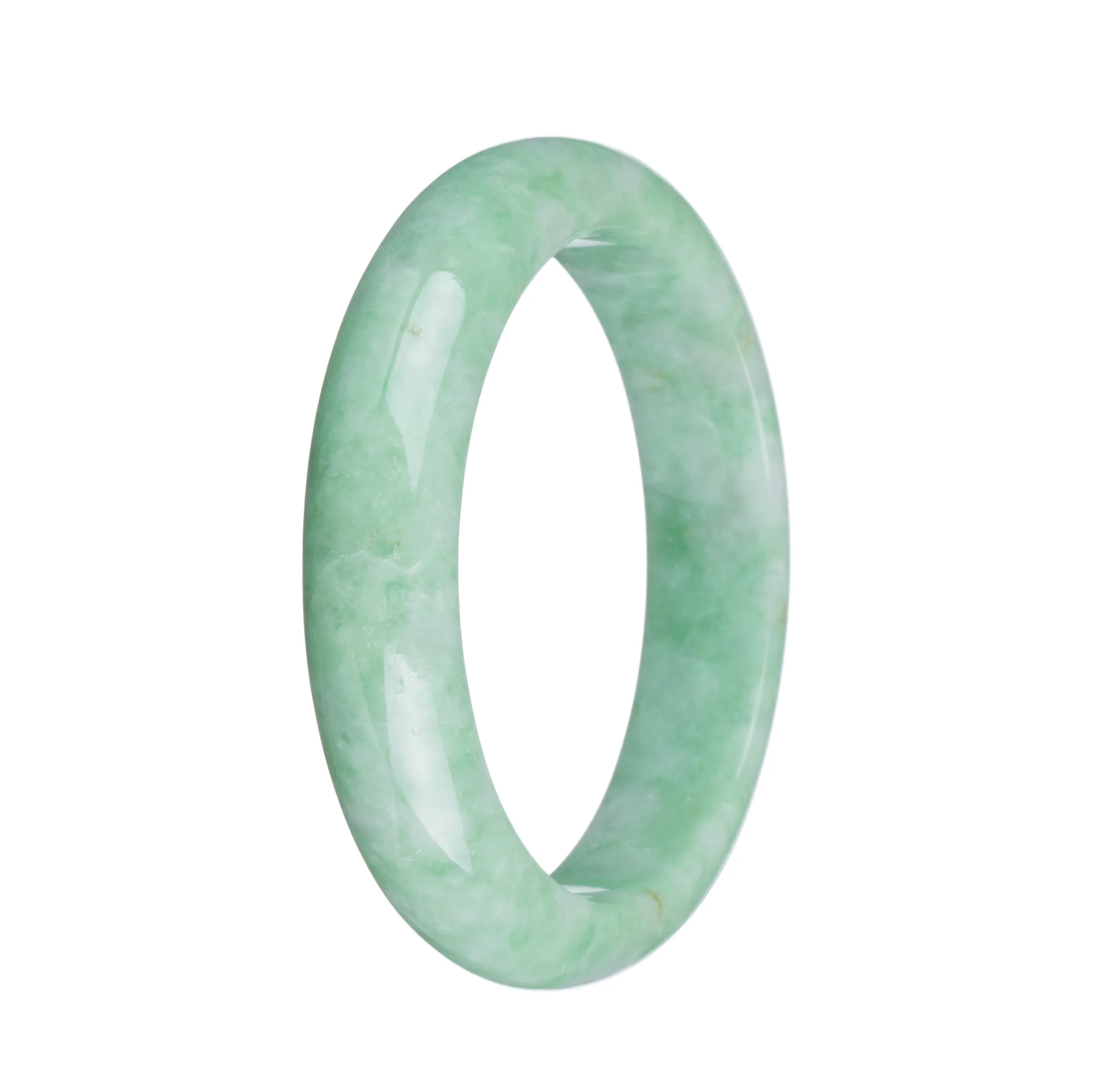 Real Natural Apple Green Jade Bracelet - 58mm Half Moon