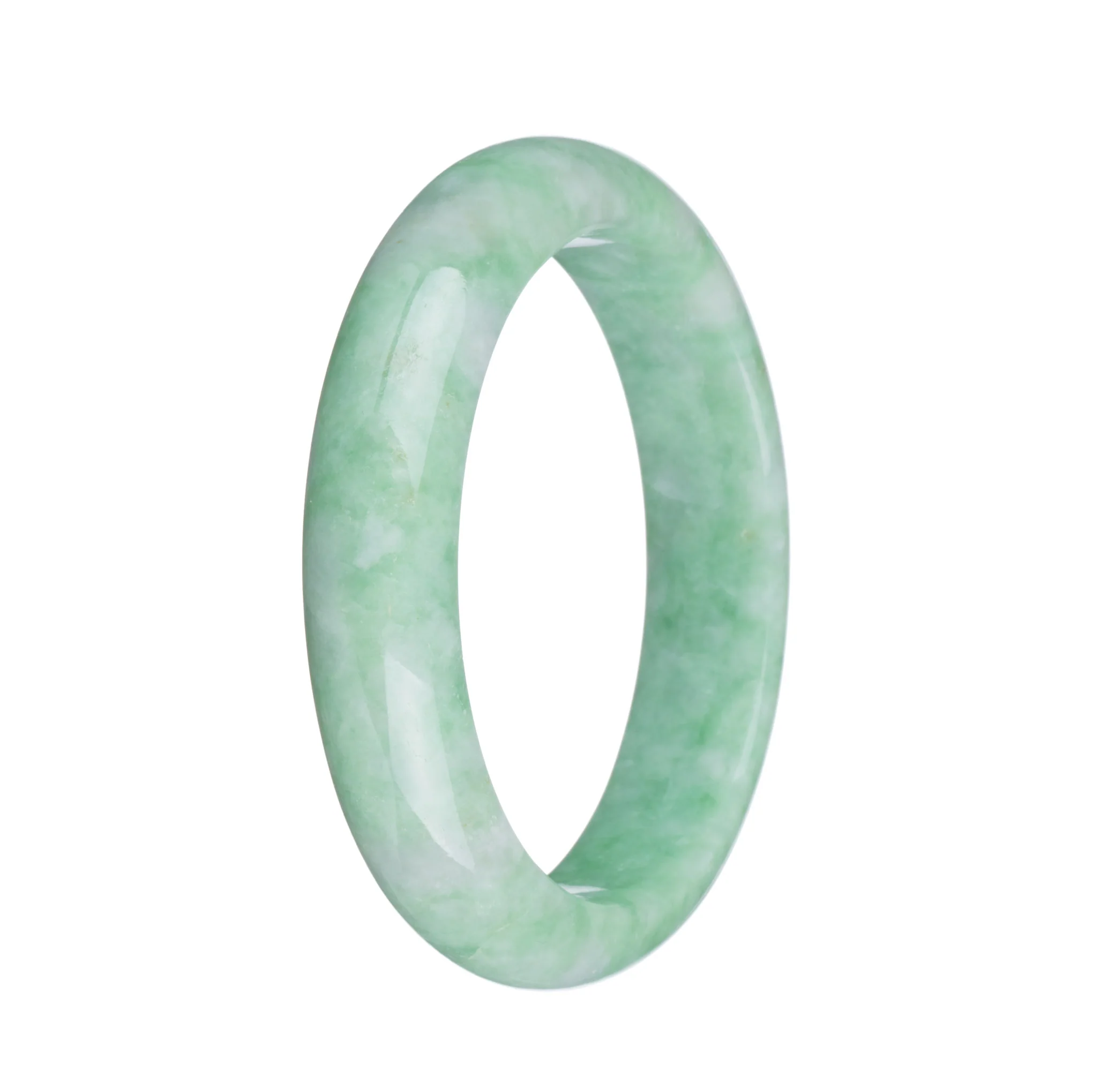 Real Natural Apple Green Jade Bracelet - 58mm Half Moon - Image 2