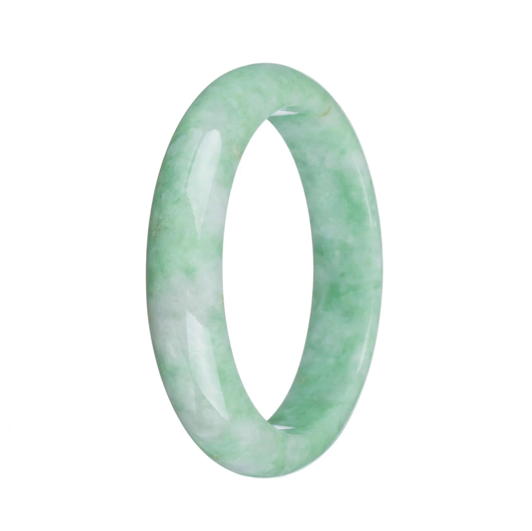 Real Natural Apple Green Jade Bracelet - 58mm Half Moon - Image 3