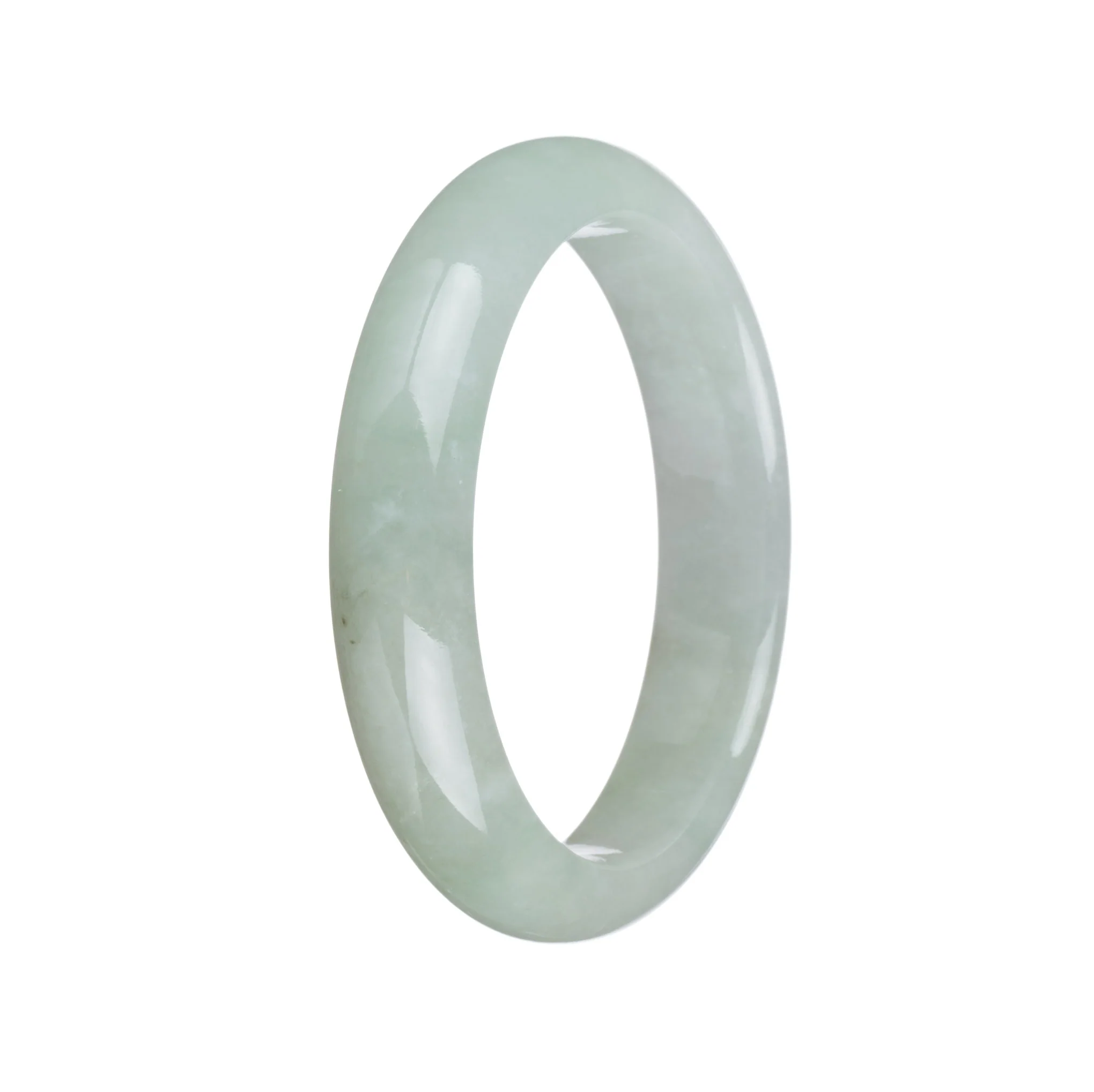 Real Type A Light Green Jadeite Jade Bangle Bracelet - 55mm Half Moon - Image 2