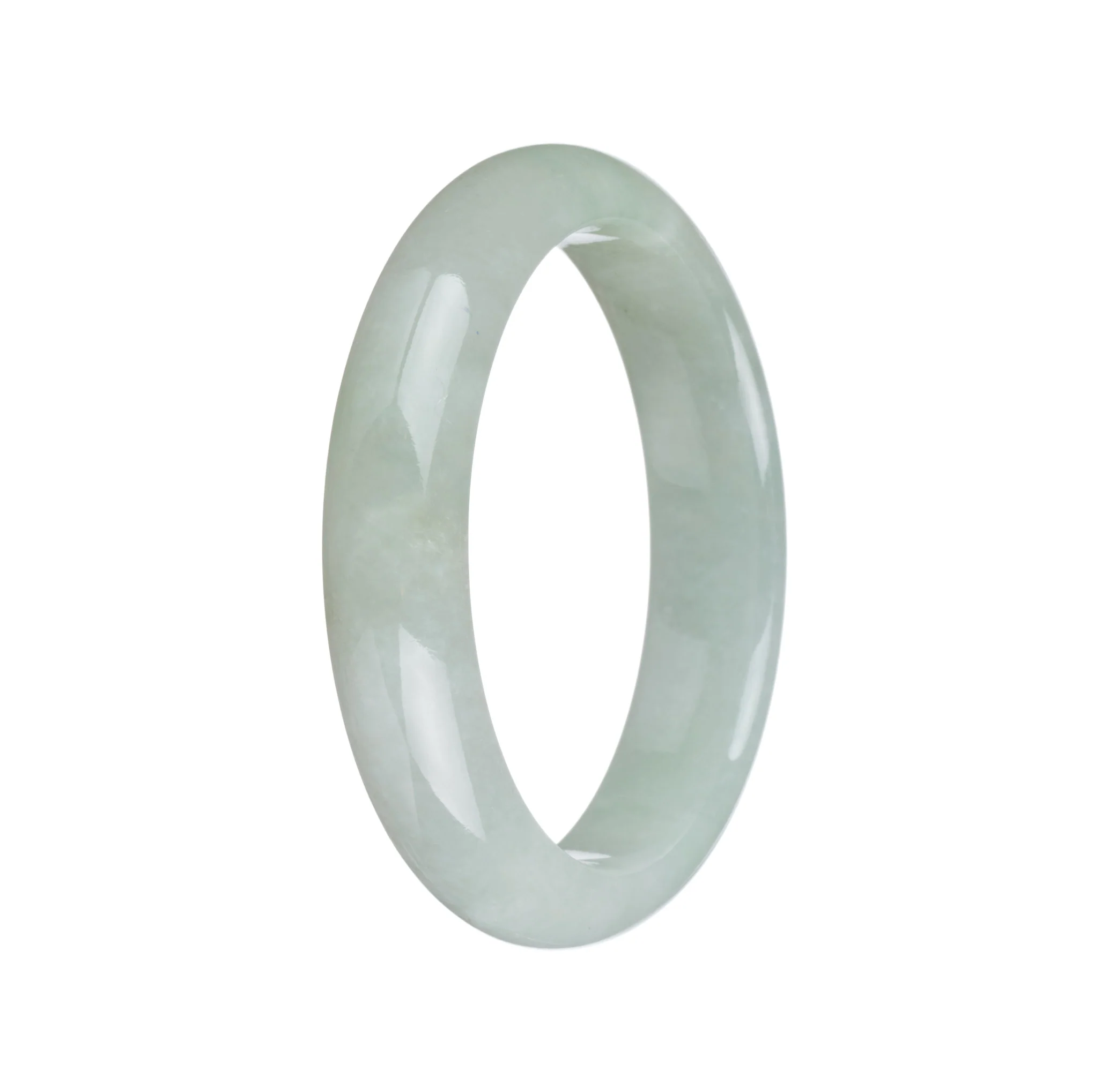 Real Type A Light Green Jadeite Jade Bangle Bracelet - 55mm Half Moon - Image 3