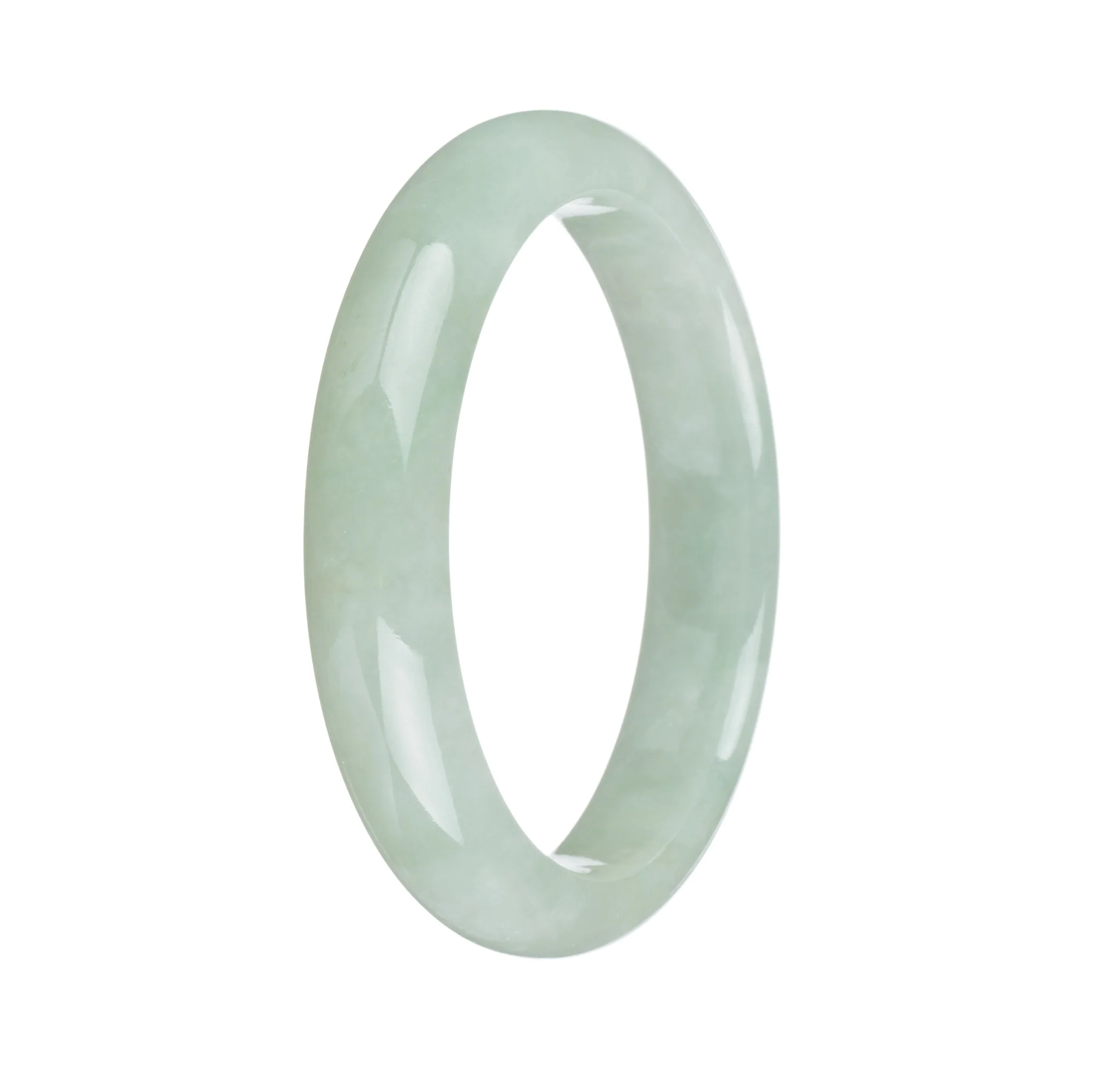 Authentic Grade A Green Jade Bangle Bracelet - 59mm Half Moon - Image 2