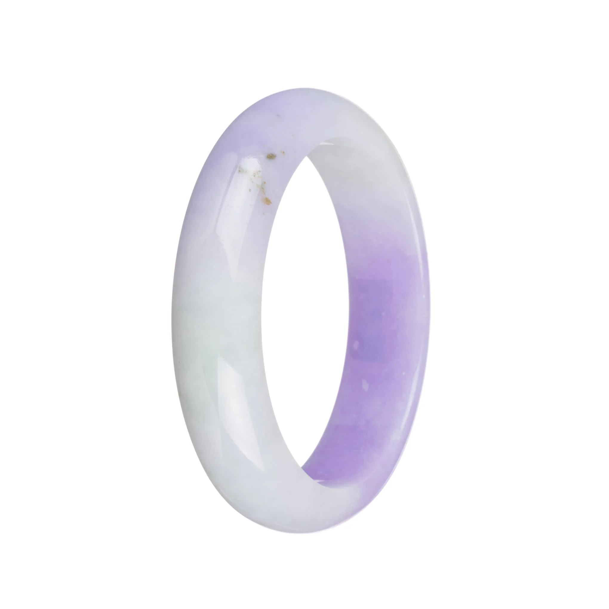Genuine Grade A Green and Lavender Jade Bracelet - 55mm Half Moon - Image 2