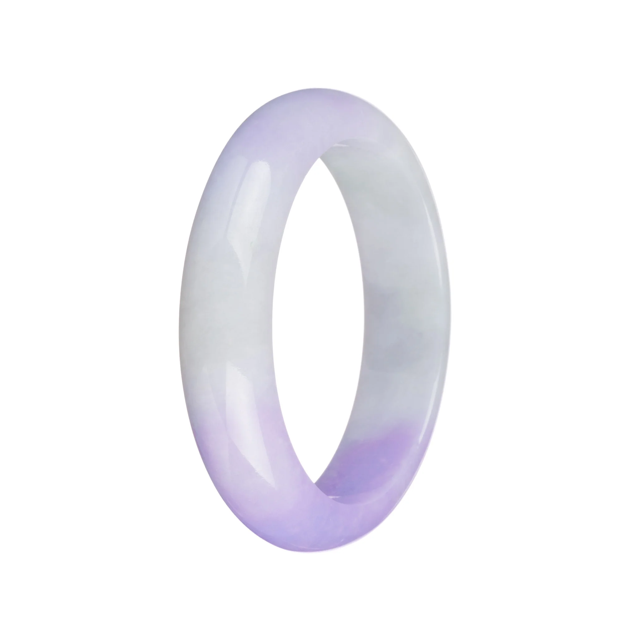 Genuine Grade A Green and Lavender Jade Bracelet - 55mm Half Moon - Image 3
