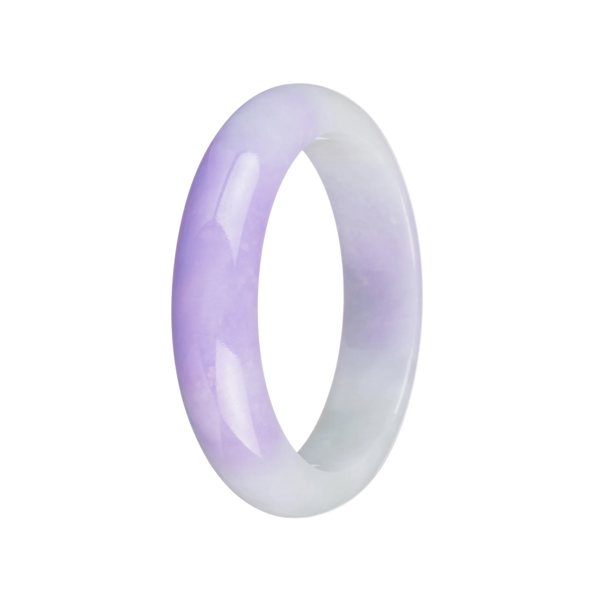 Genuine Grade A Green and Lavender Jade Bracelet - 55mm Half Moon - Image 4