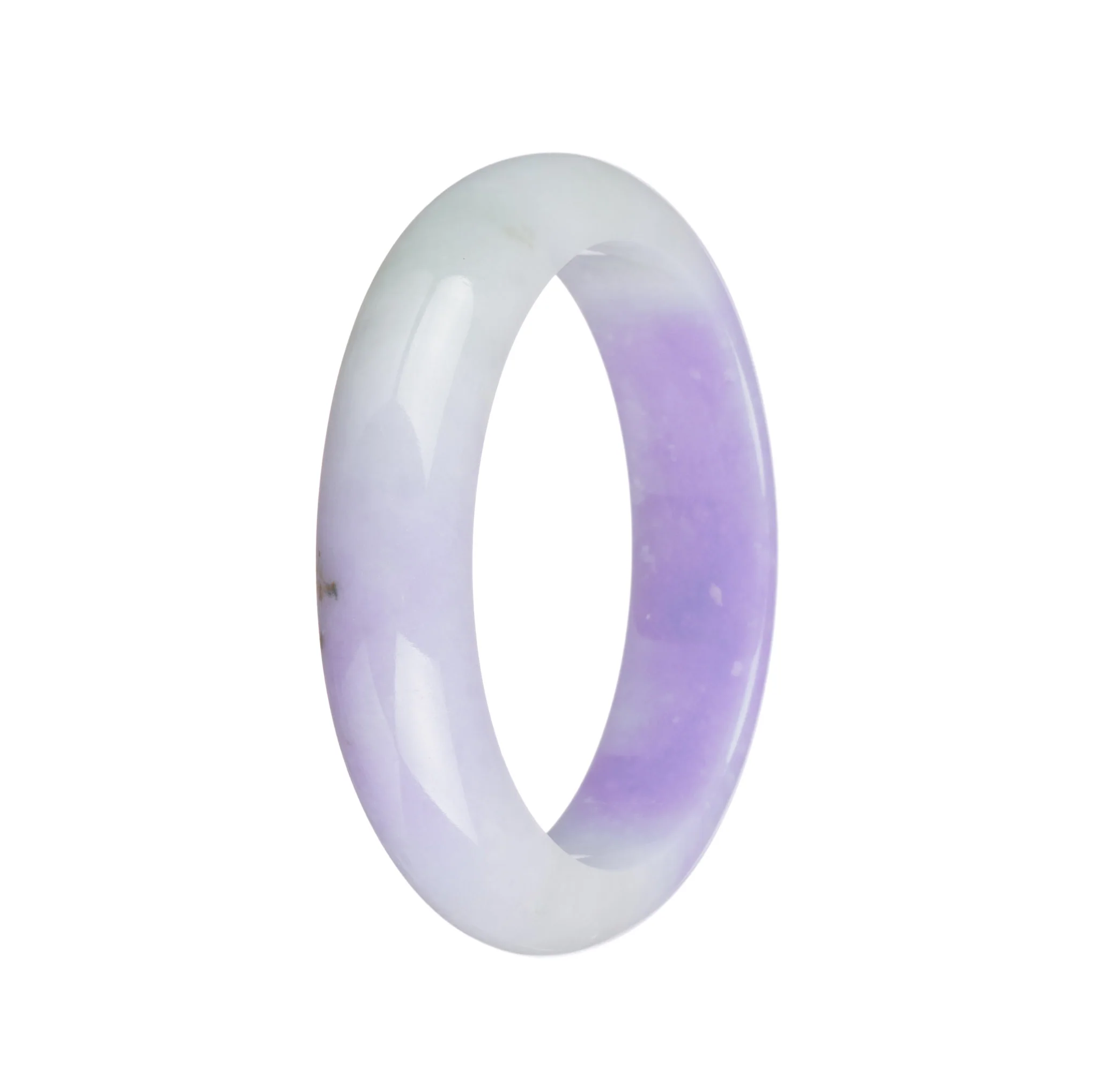 Genuine Grade A Green and Lavender Jade Bracelet - 55mm Half Moon - Image 5
