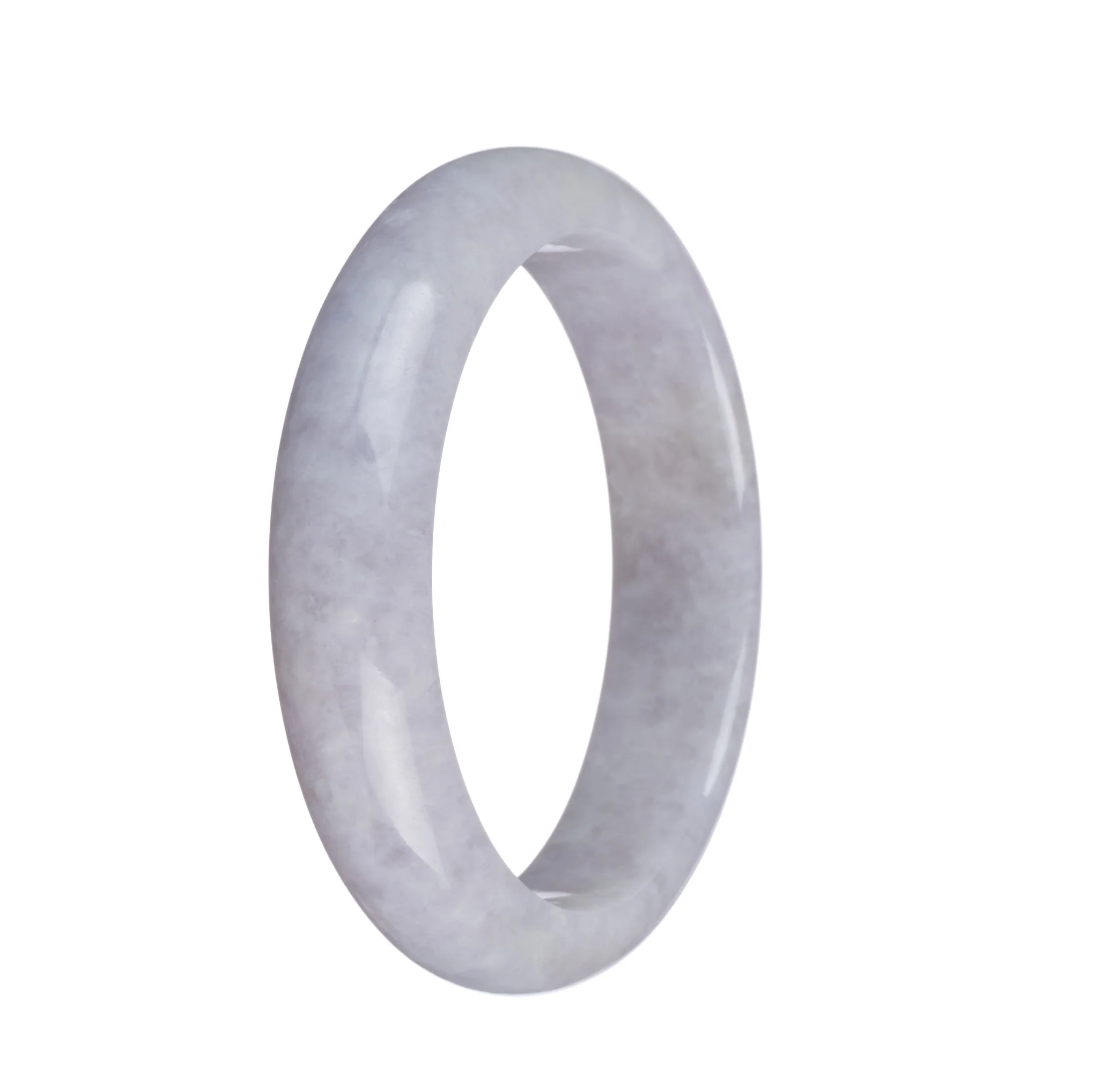 Genuine Type A Greyish Lavender Burma Jade Bangle - 58mm Half Moon