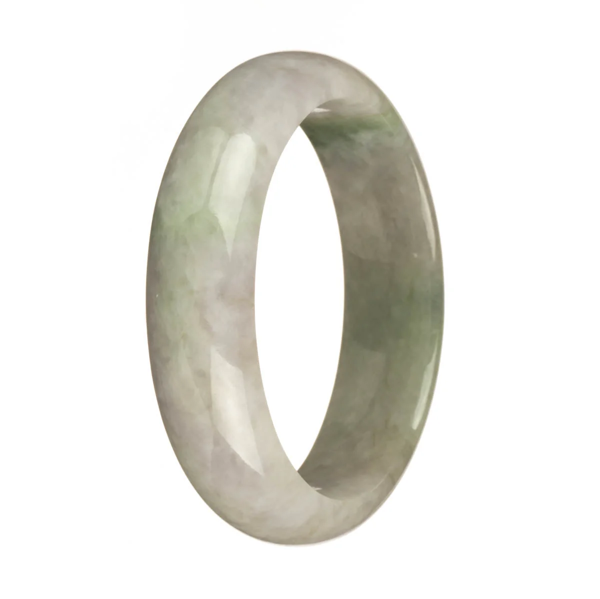 Certified Untreated Lavender with Green Pattern Traditional Jade Bangle - 62mm Half Moon - Image 2