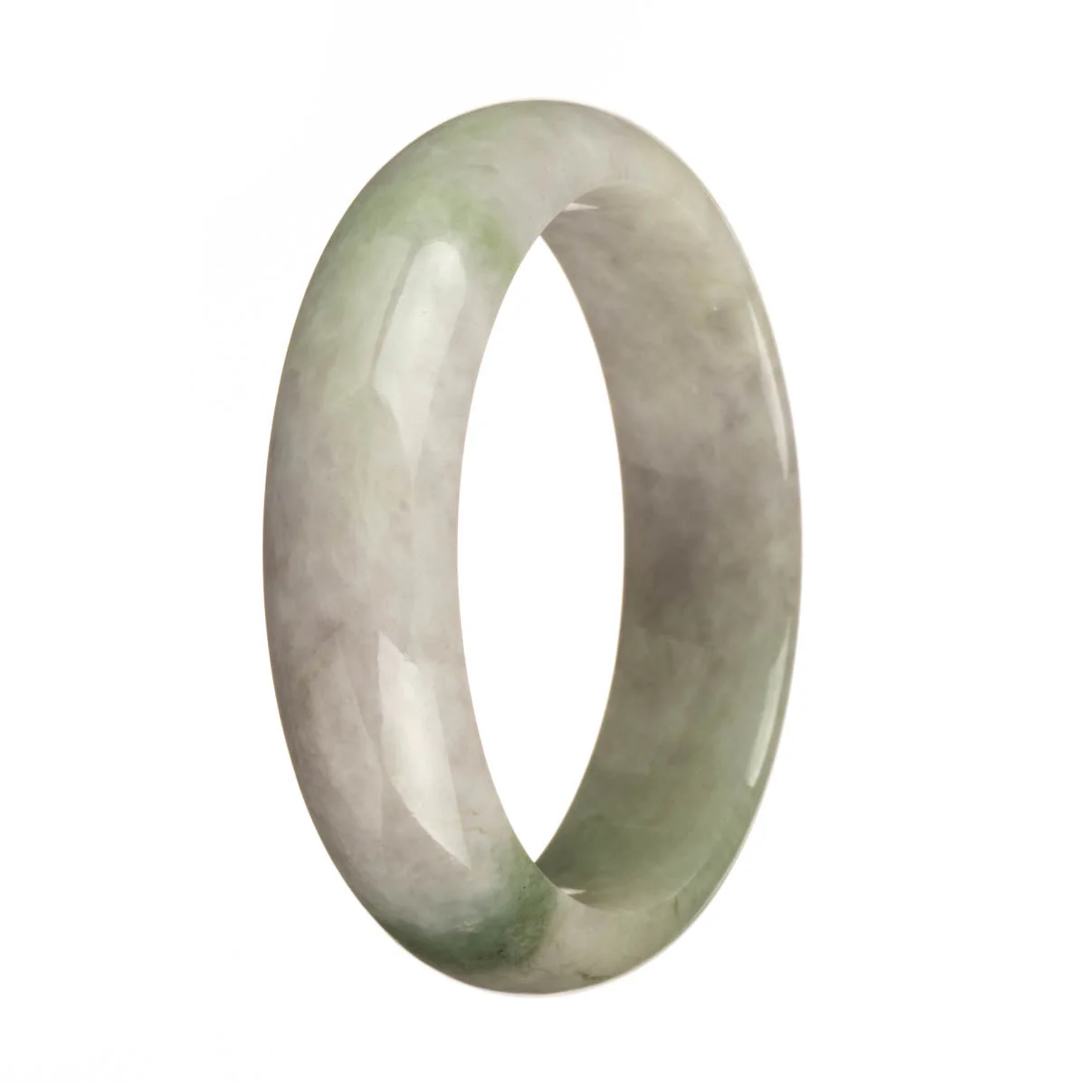 Certified Untreated Lavender with Green Pattern Traditional Jade Bangle - 62mm Half Moon - Image 3