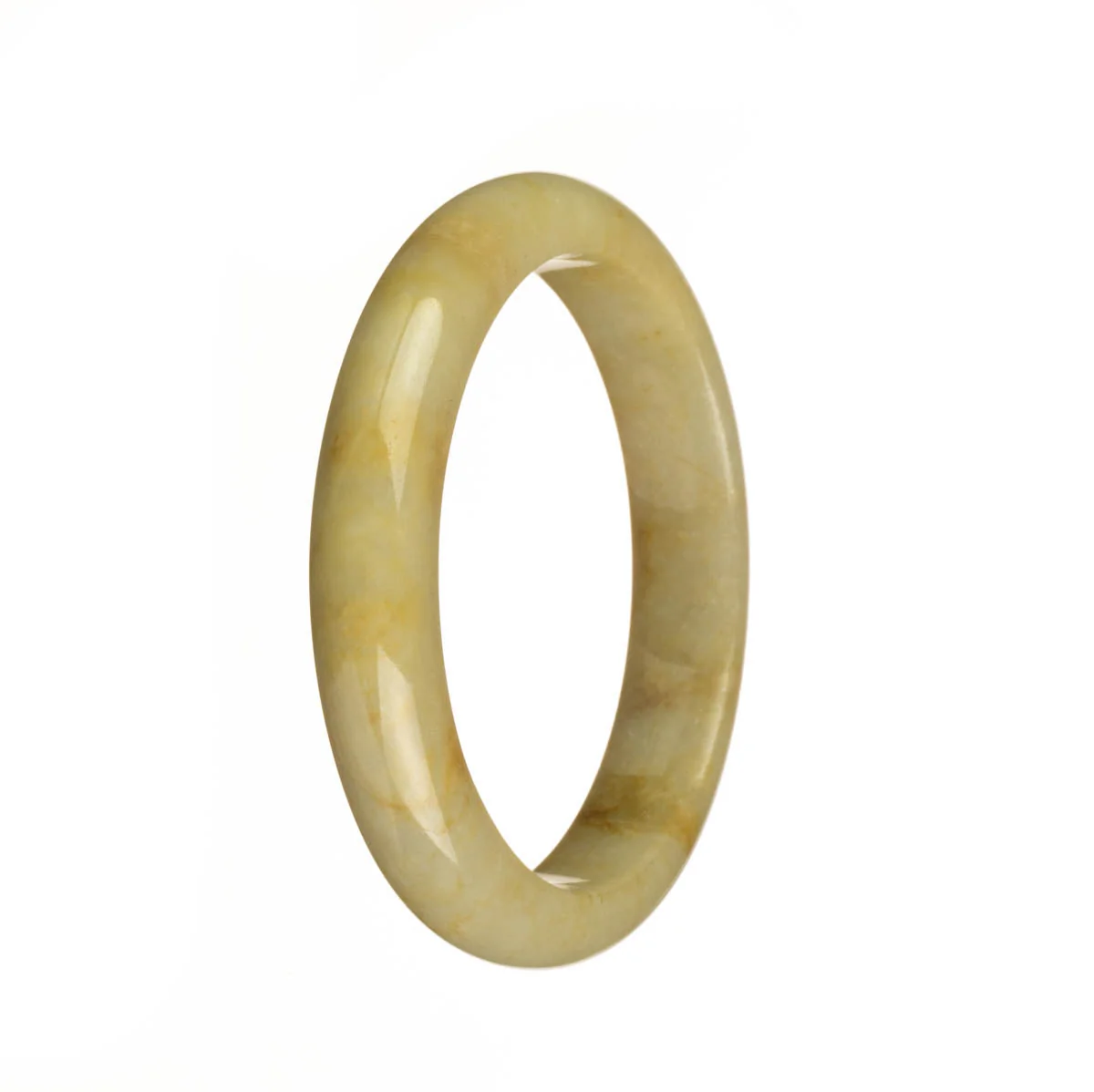 Genuine Grade A Yellow Traditional Jade Bangle Bracelet - 55mm Half Moon