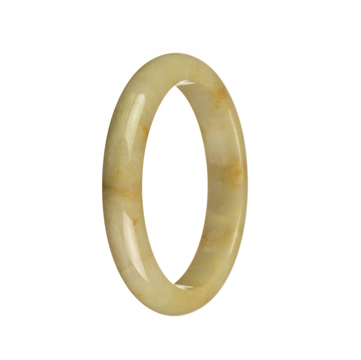 Genuine Grade A Yellow Traditional Jade Bangle Bracelet - 55mm Half Moon - Image 3
