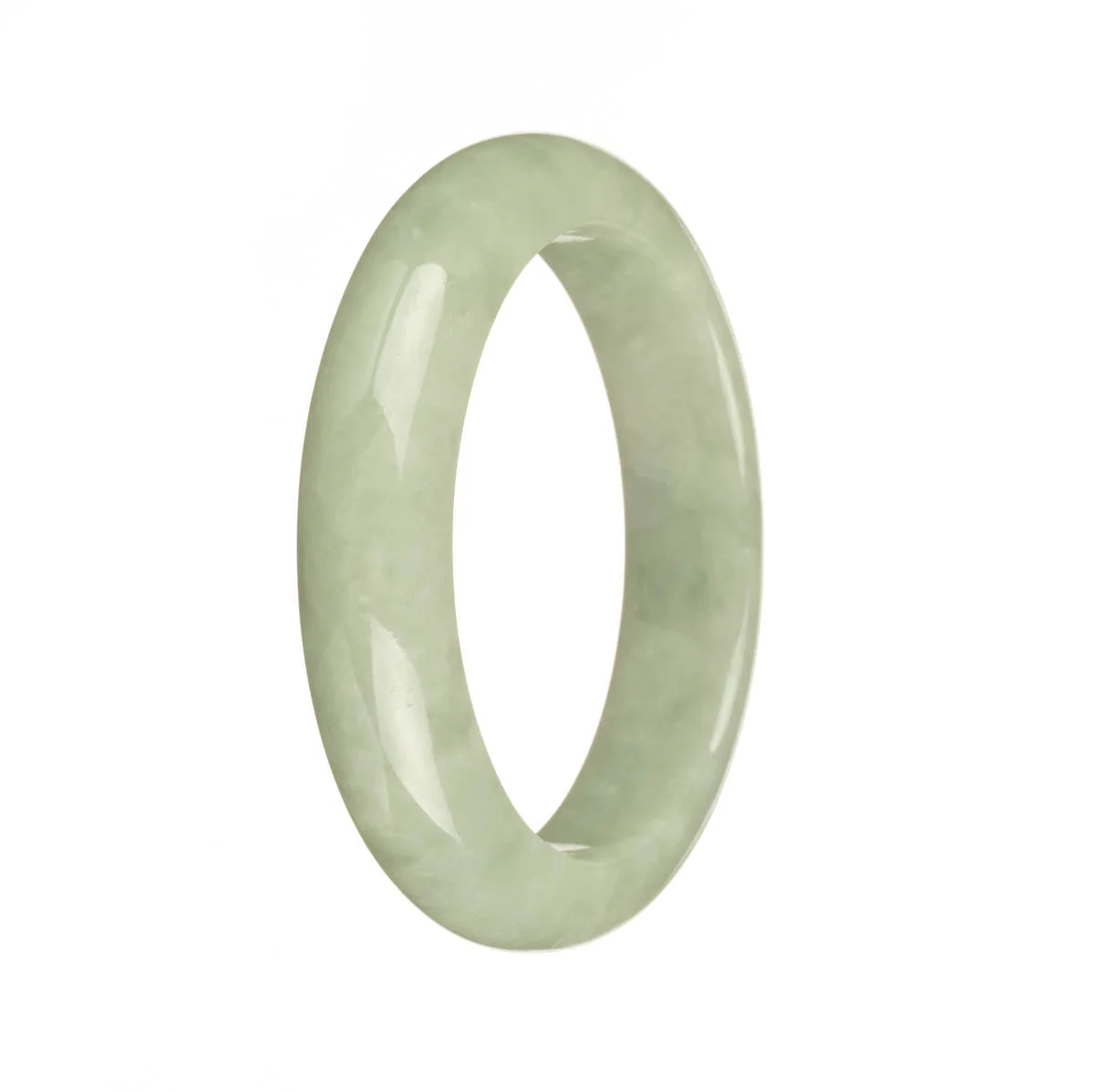 Genuine Type A Light Green Traditional Jade Bangle - 55mm Half Moon
