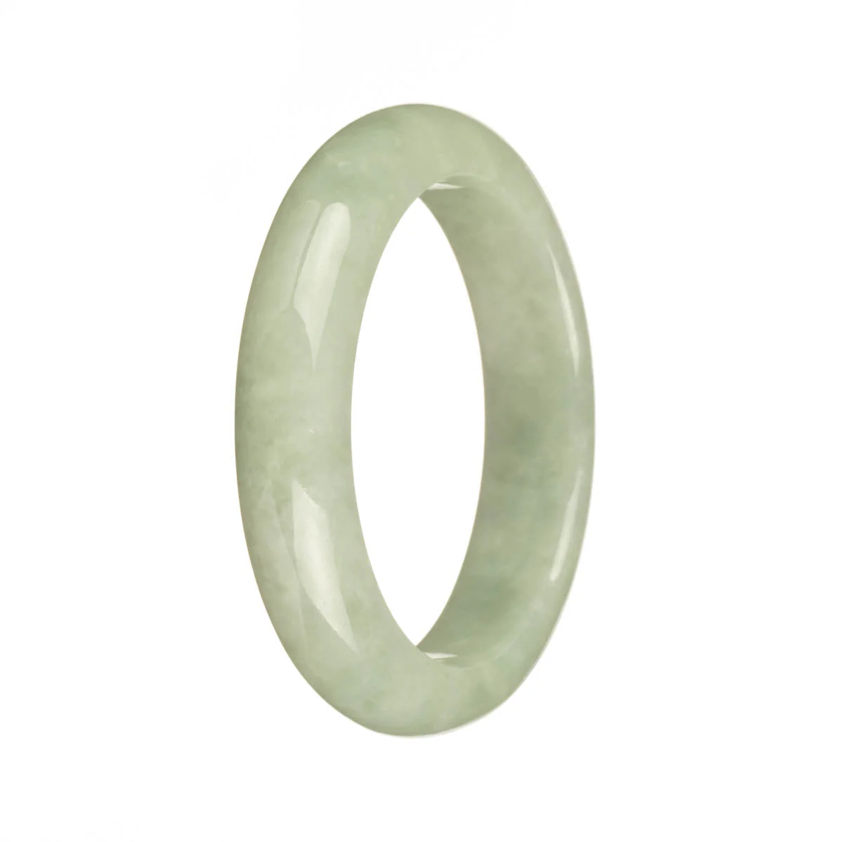 Genuine Type A Light Green Traditional Jade Bangle - 55mm Half Moon - Image 2