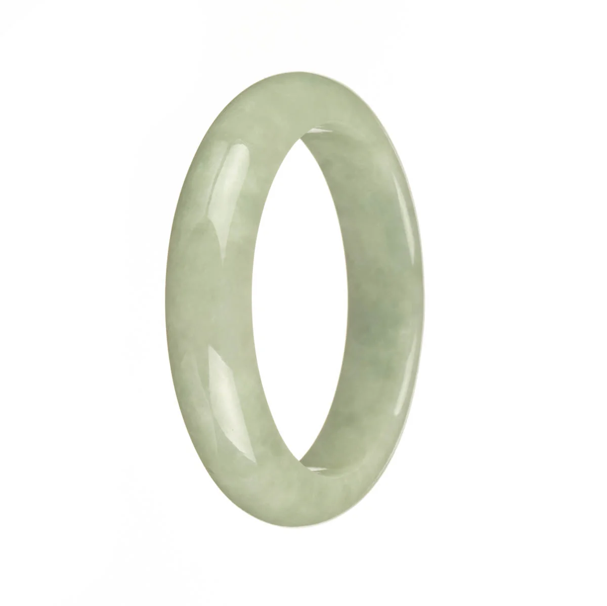 Genuine Type A Light Green Traditional Jade Bangle - 55mm Half Moon - Image 3