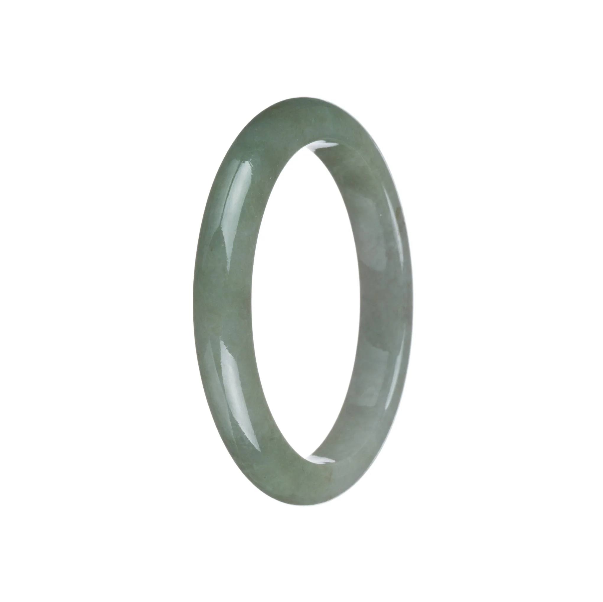Authentic Untreated Green Traditional Jade Bangle - 51mm Semi Round