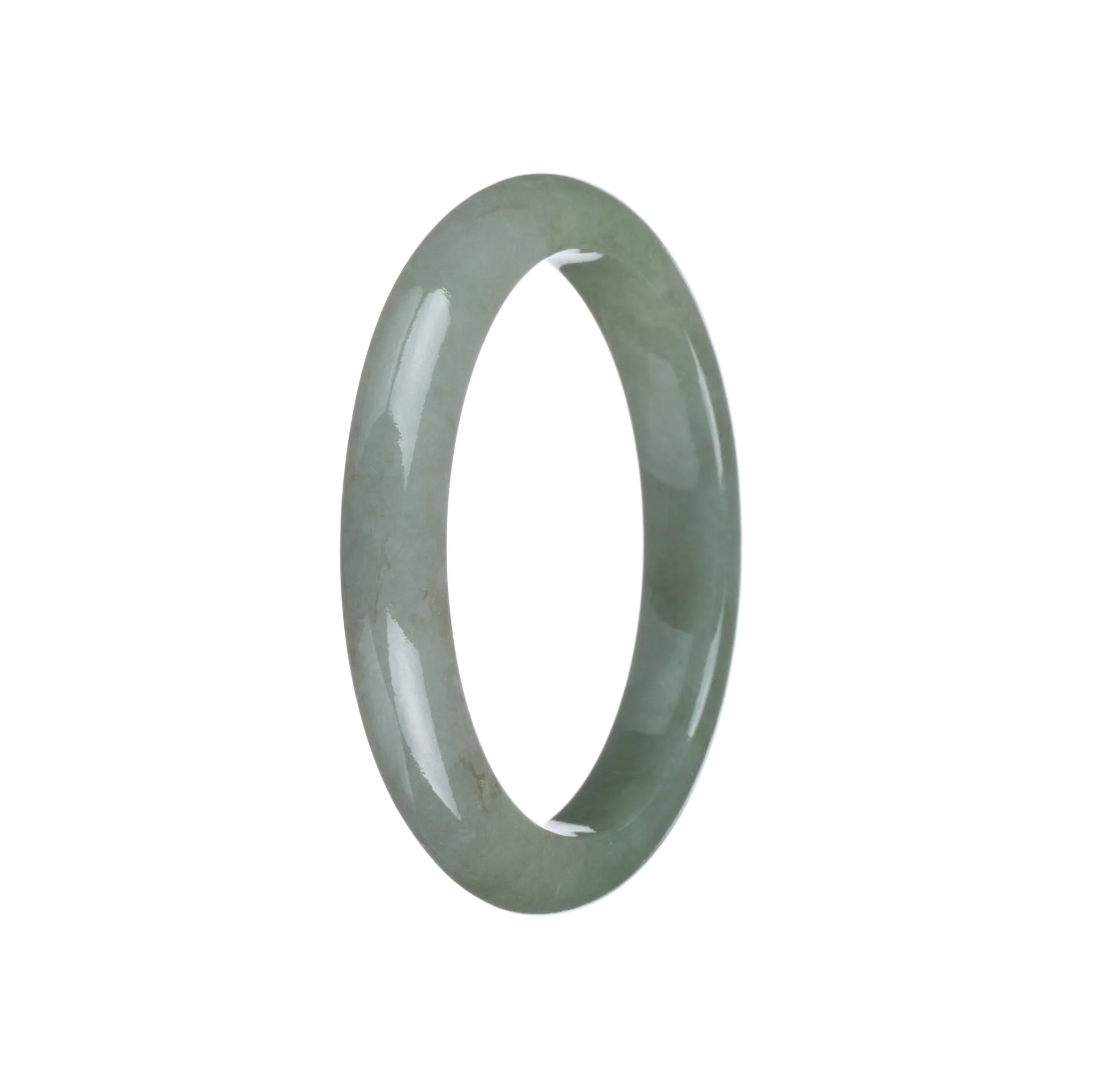 Authentic Untreated Green Traditional Jade Bangle - 51mm Semi Round - Image 2