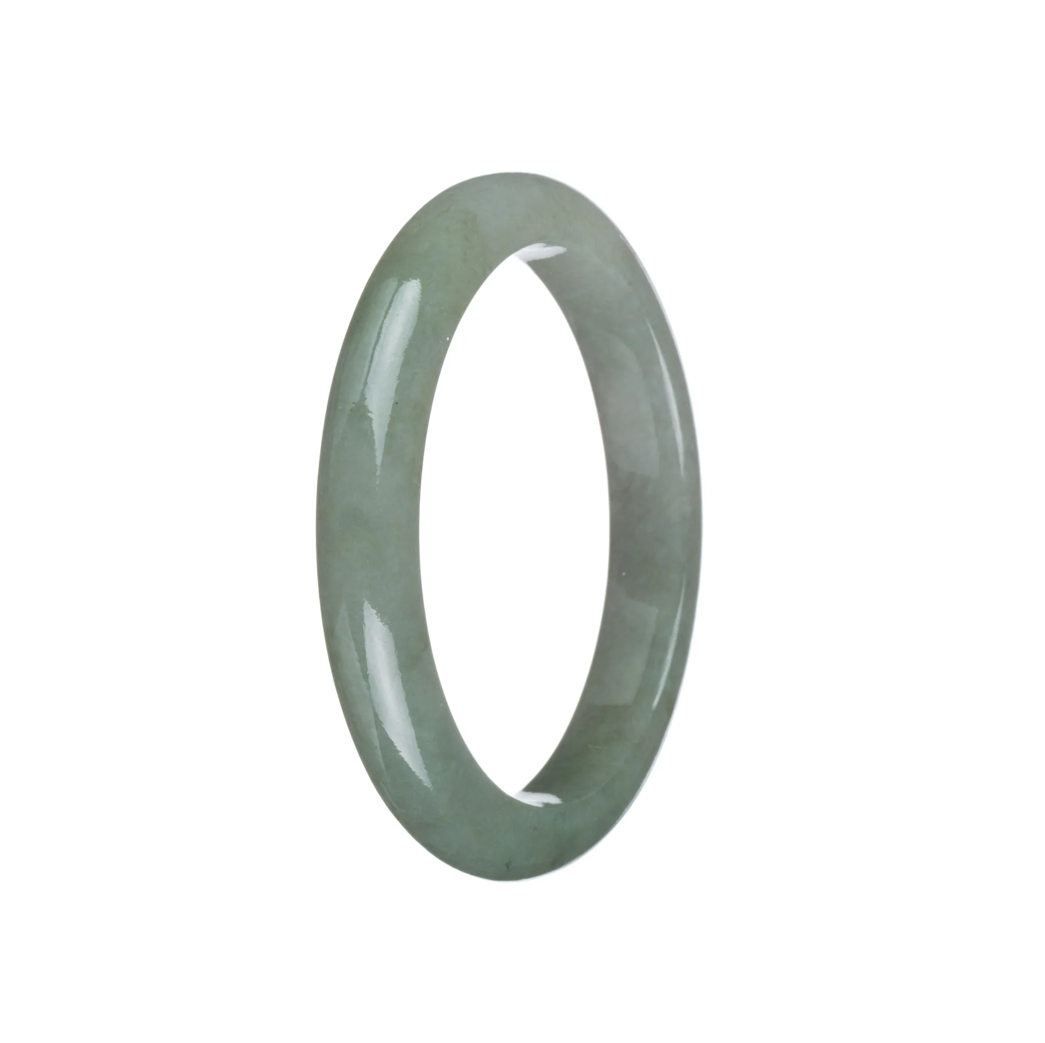 Authentic Untreated Green Traditional Jade Bangle - 51mm Semi Round - Image 3
