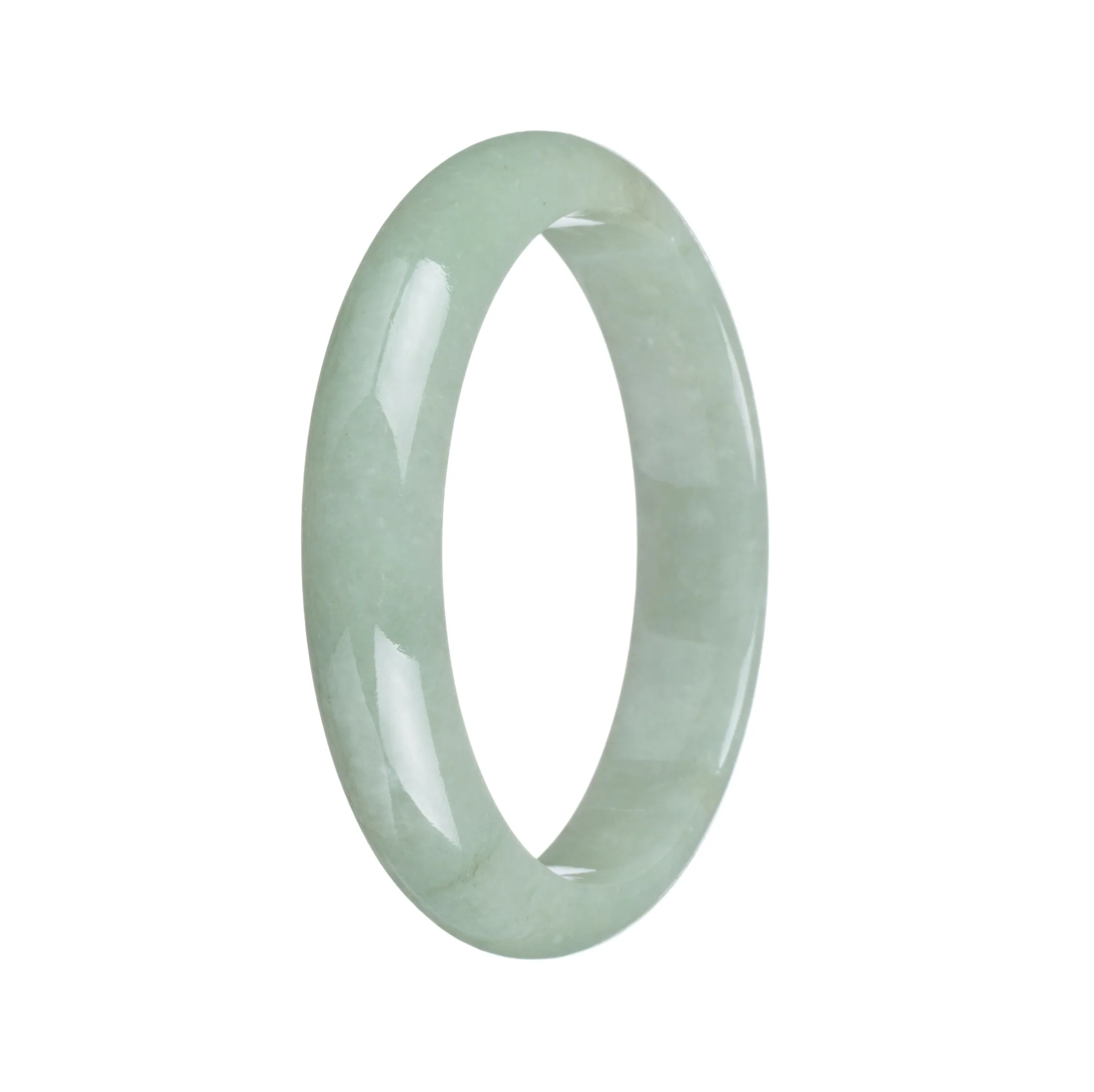 Authentic Grade A Green Traditional Jade Bangle Bracelet - 58mm Half Moon - Image 2