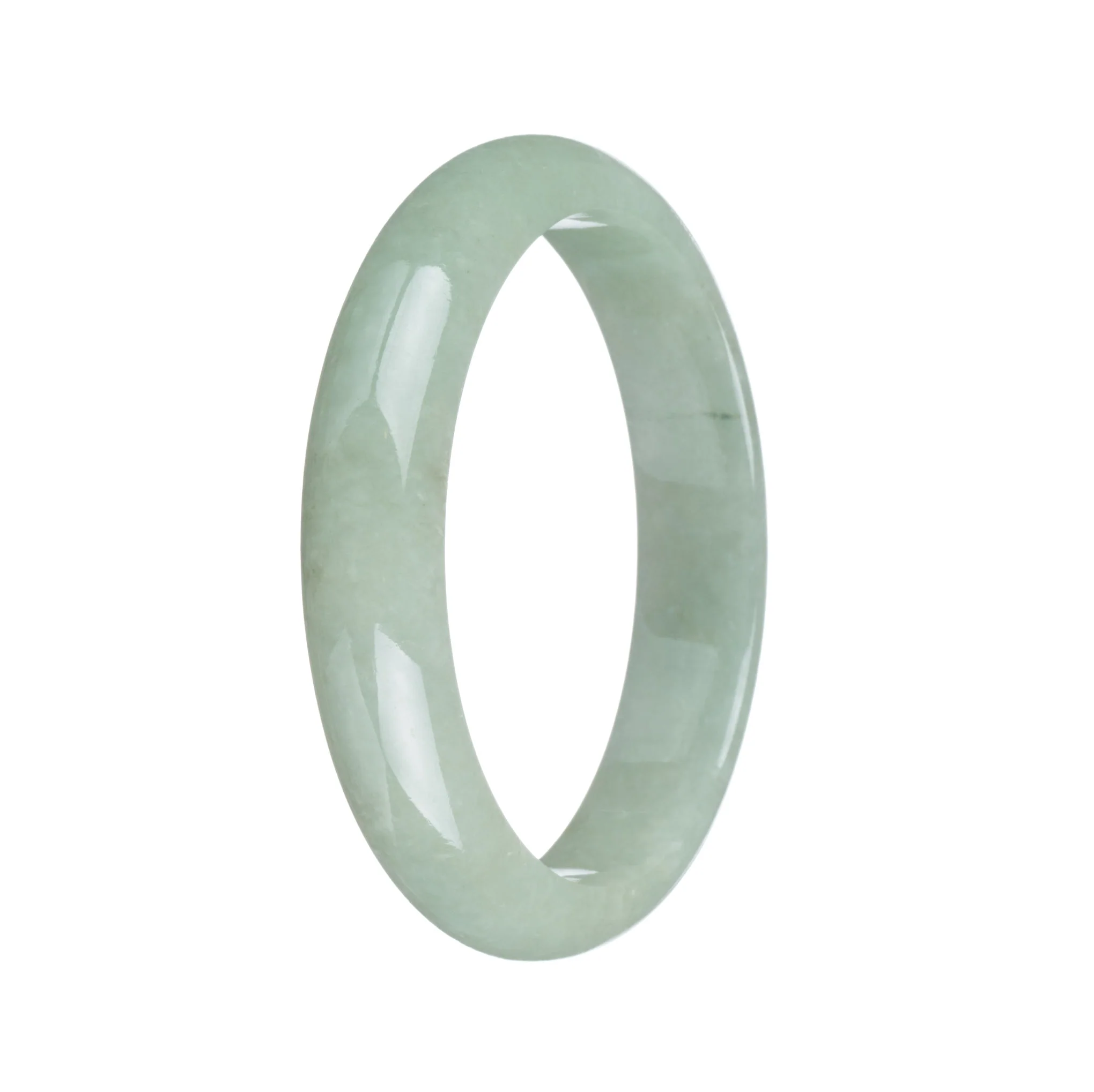 Authentic Grade A Green Traditional Jade Bangle Bracelet - 58mm Half Moon - Image 3