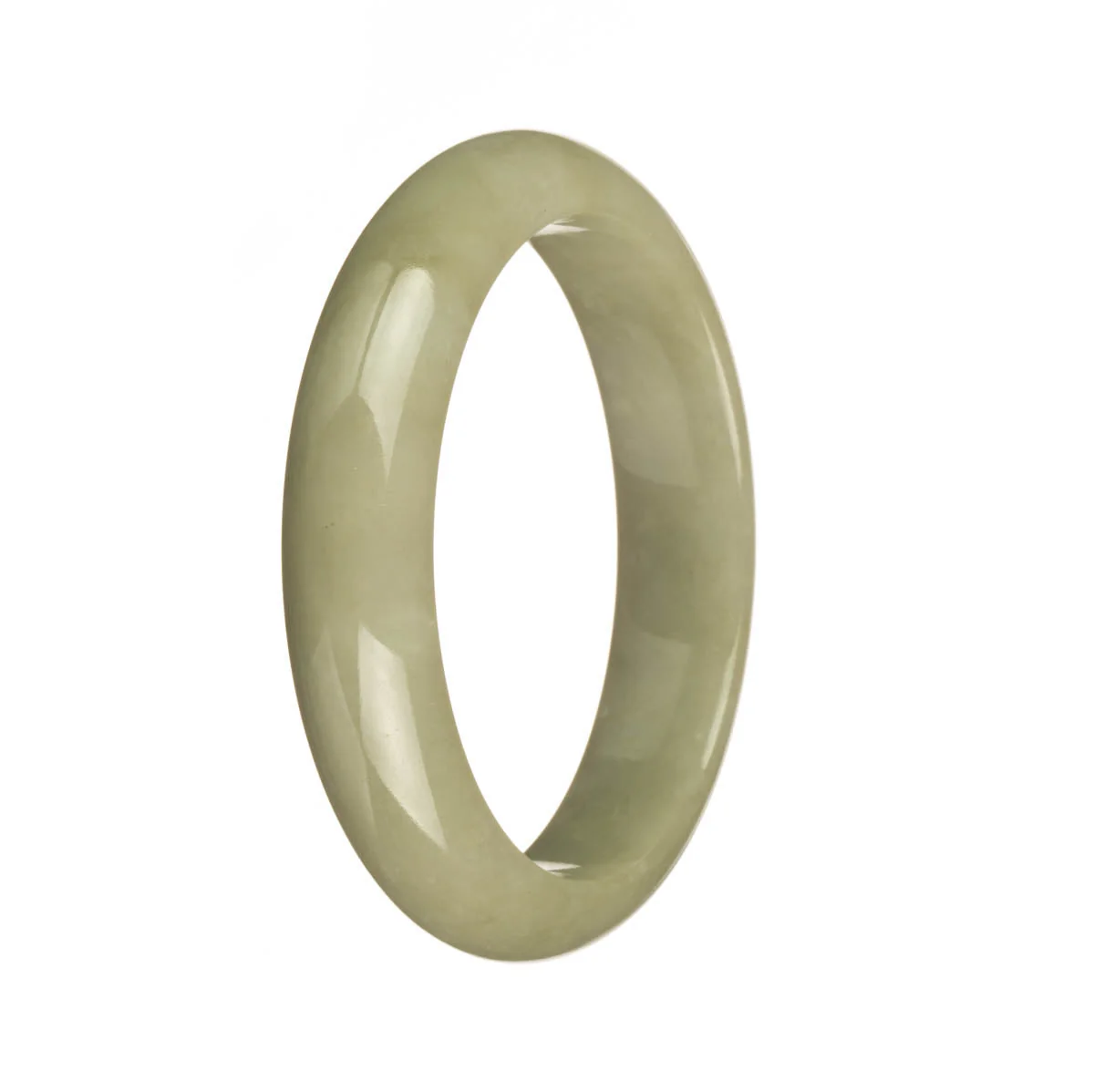 Genuine Grade A Olive Green Burma Jade Bangle Bracelet - 57mm Half Moon