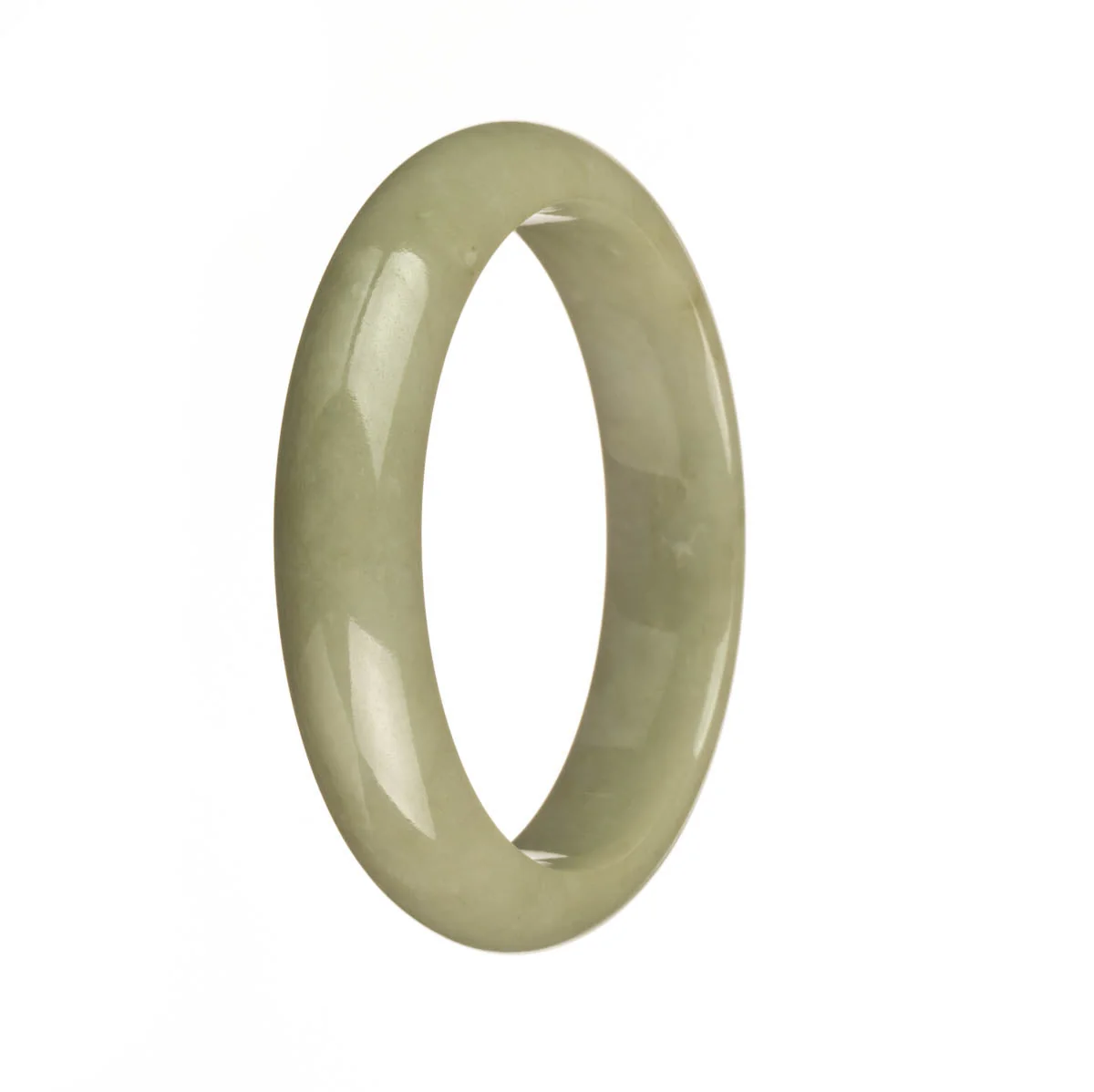 Genuine Grade A Olive Green Burma Jade Bangle Bracelet - 57mm Half Moon - Image 2